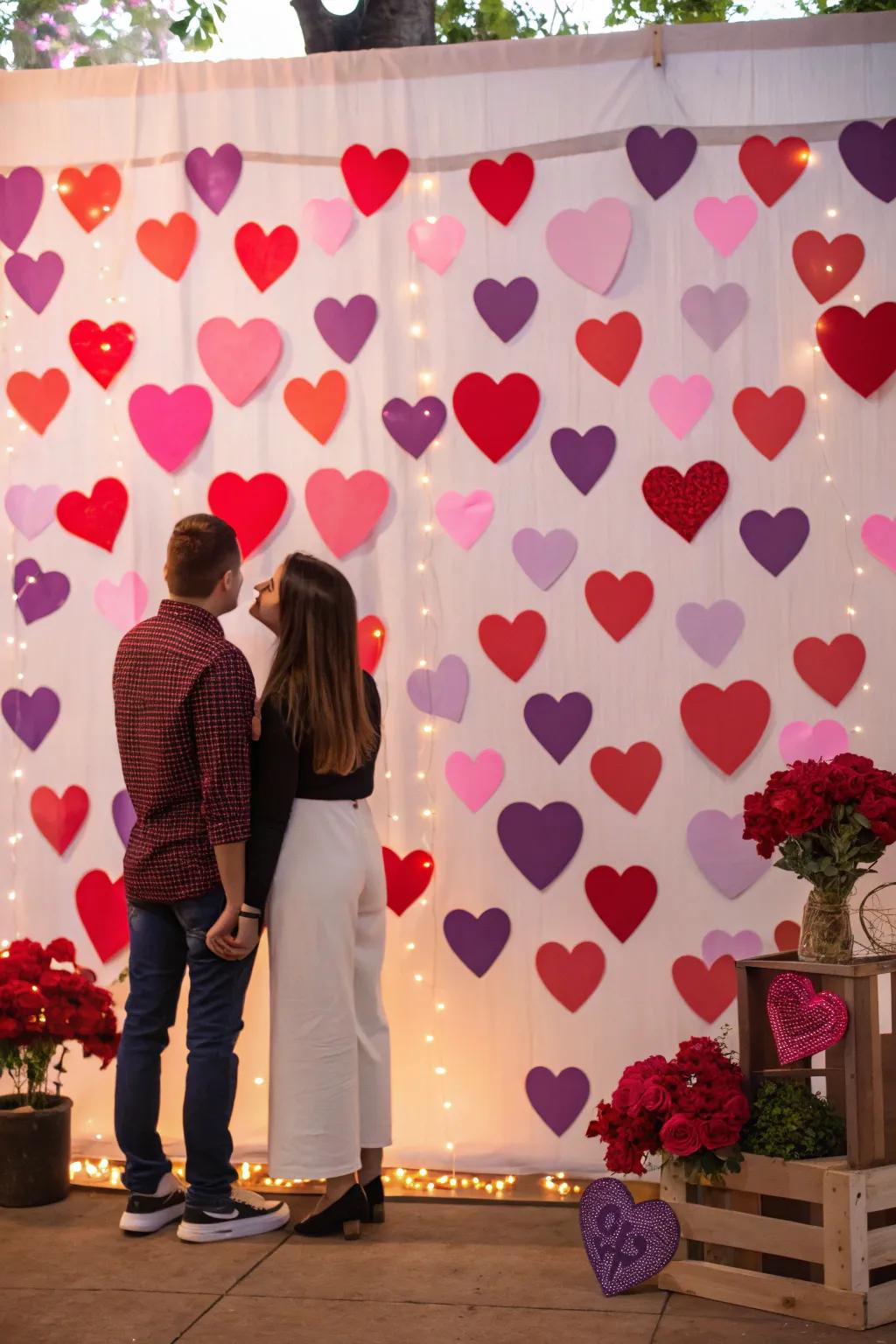 A lively heart-adorned scene ideal for snapping photos.