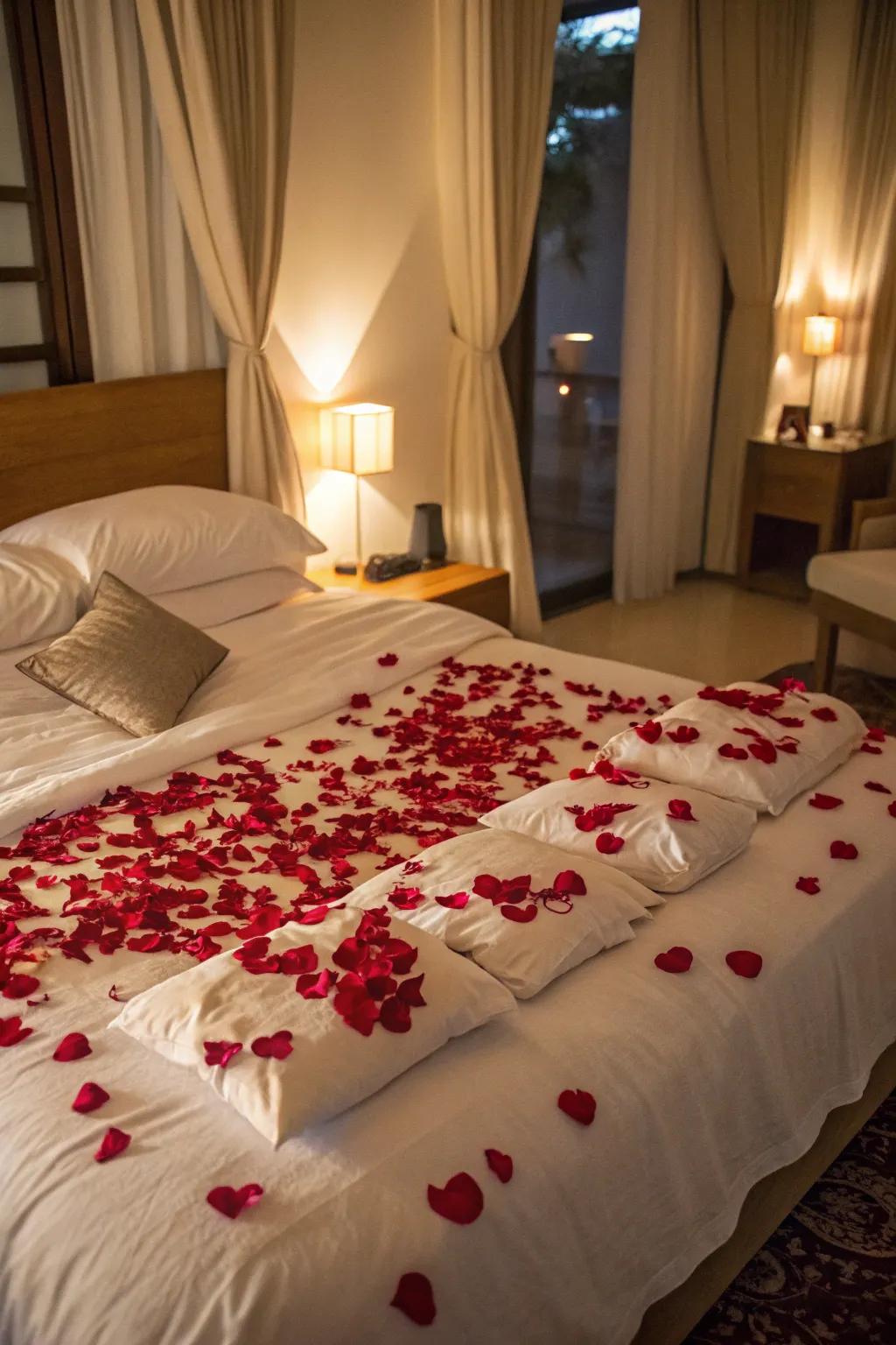 Flowerets create an immediate romantic setting.