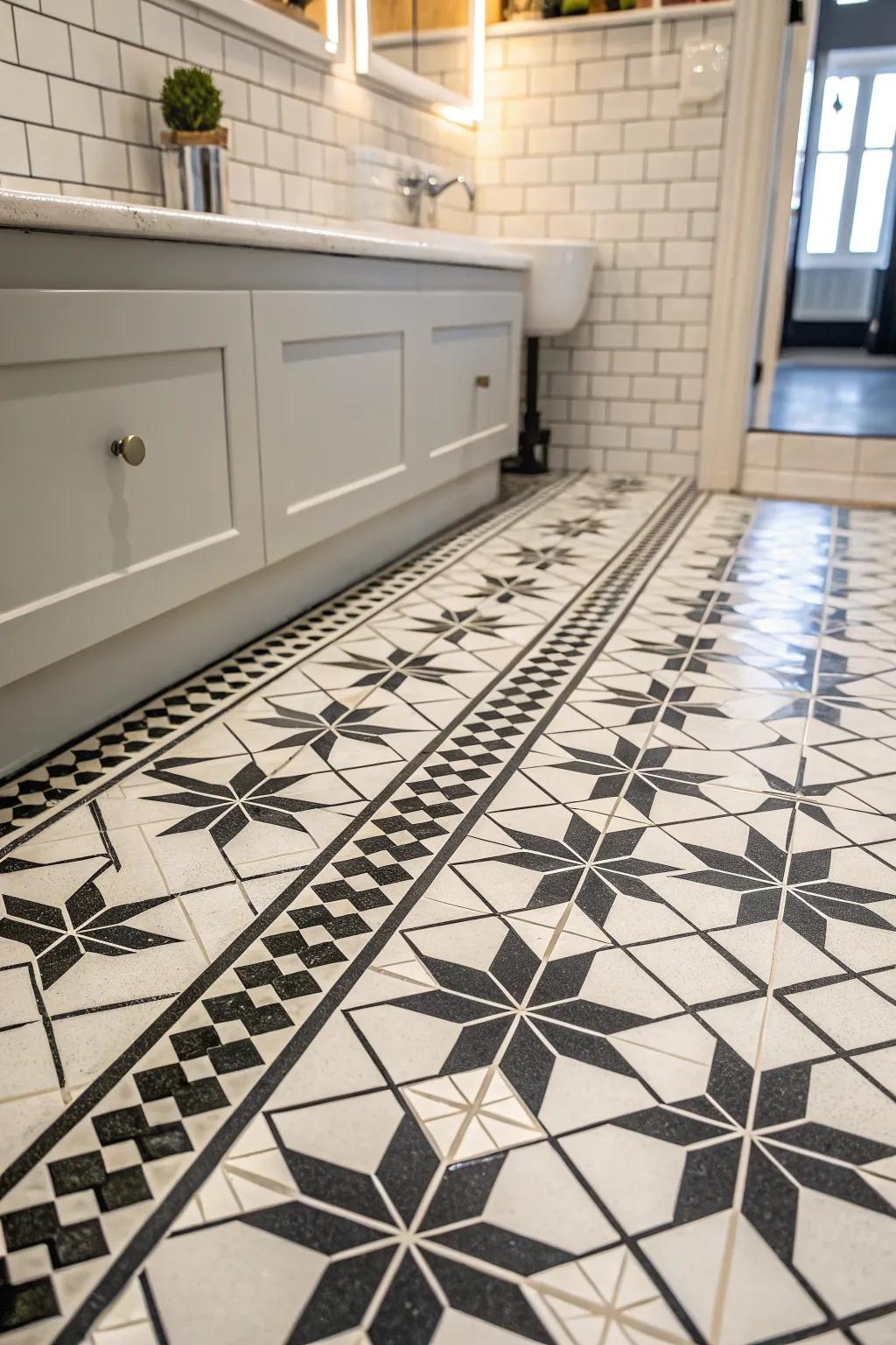 Symmetrical mosaics add a hint of Victorian sophistication.