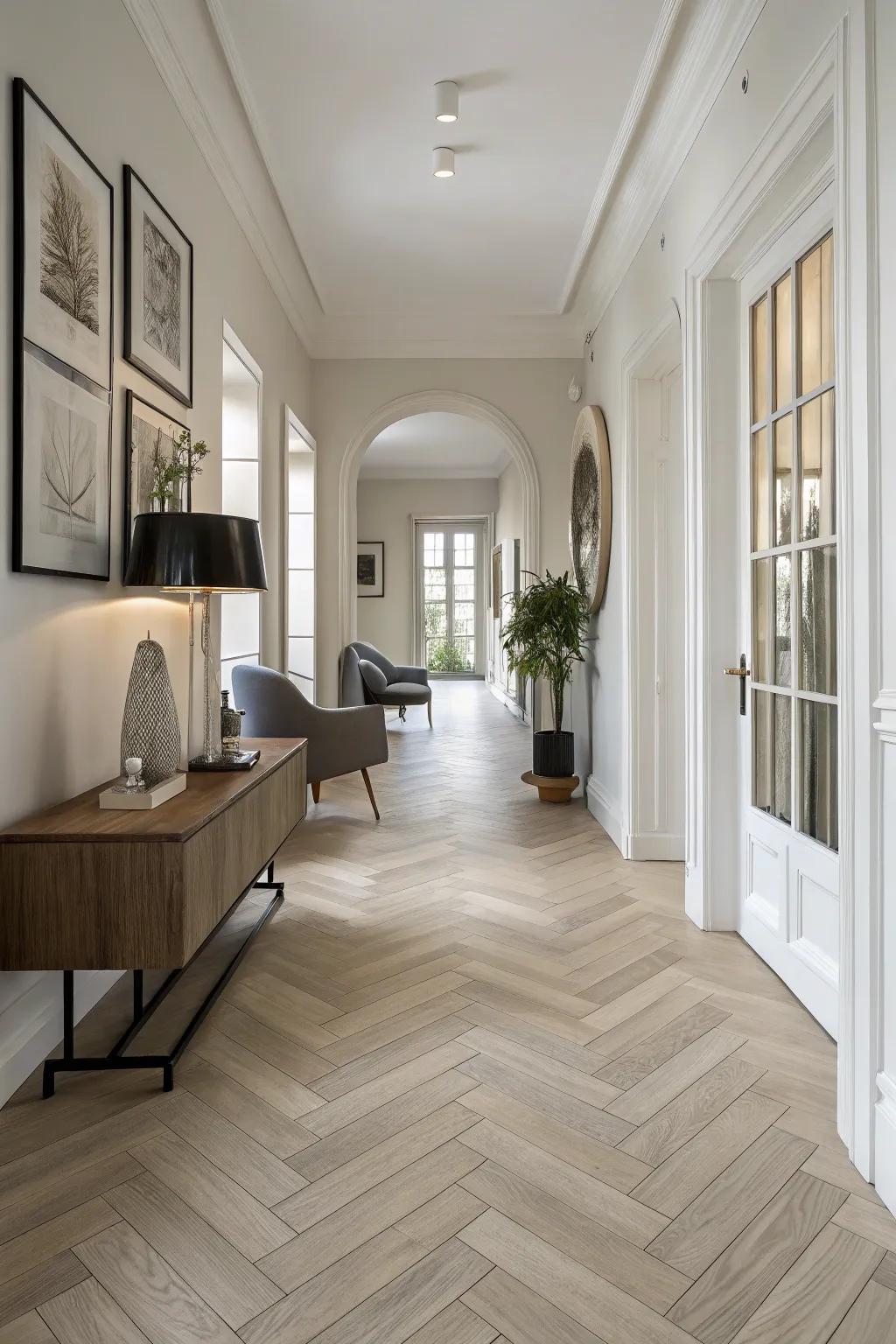 A timeless parquet layout enhances any area.