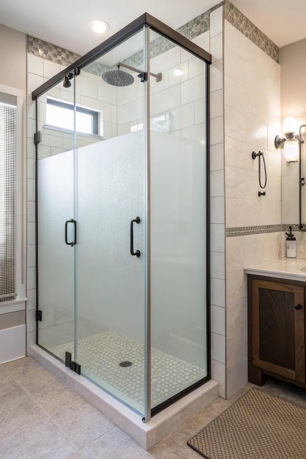 Chic glass surrounds cultivate a modern appeal while preserving privacy.
