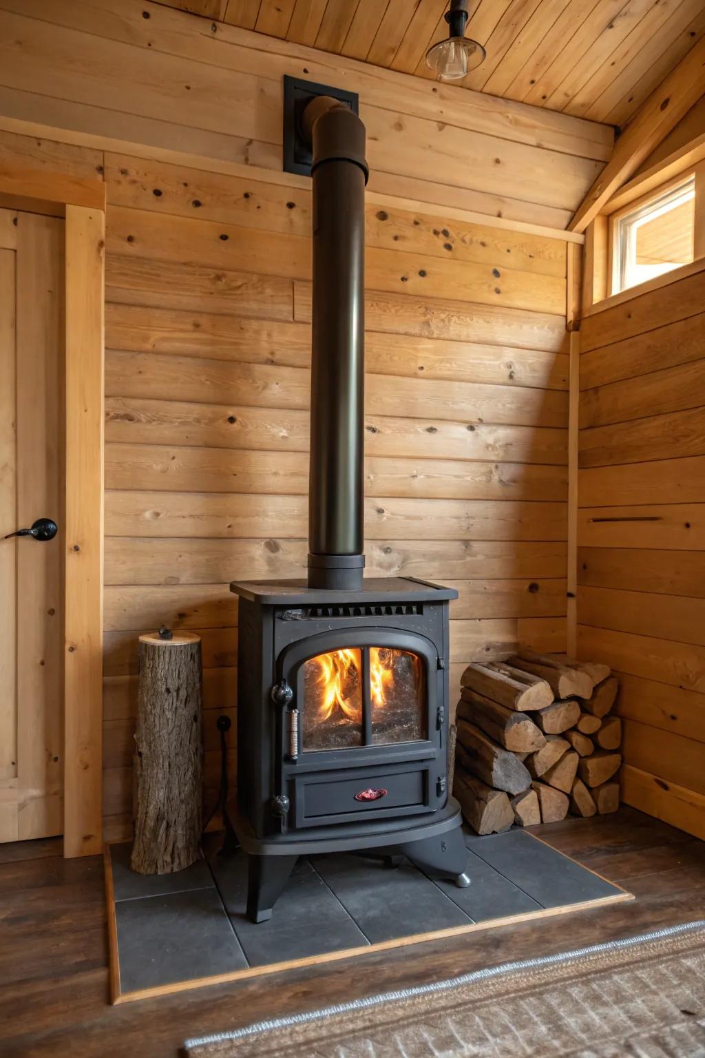 Timber touches bring comfort and coziness to your heater space.