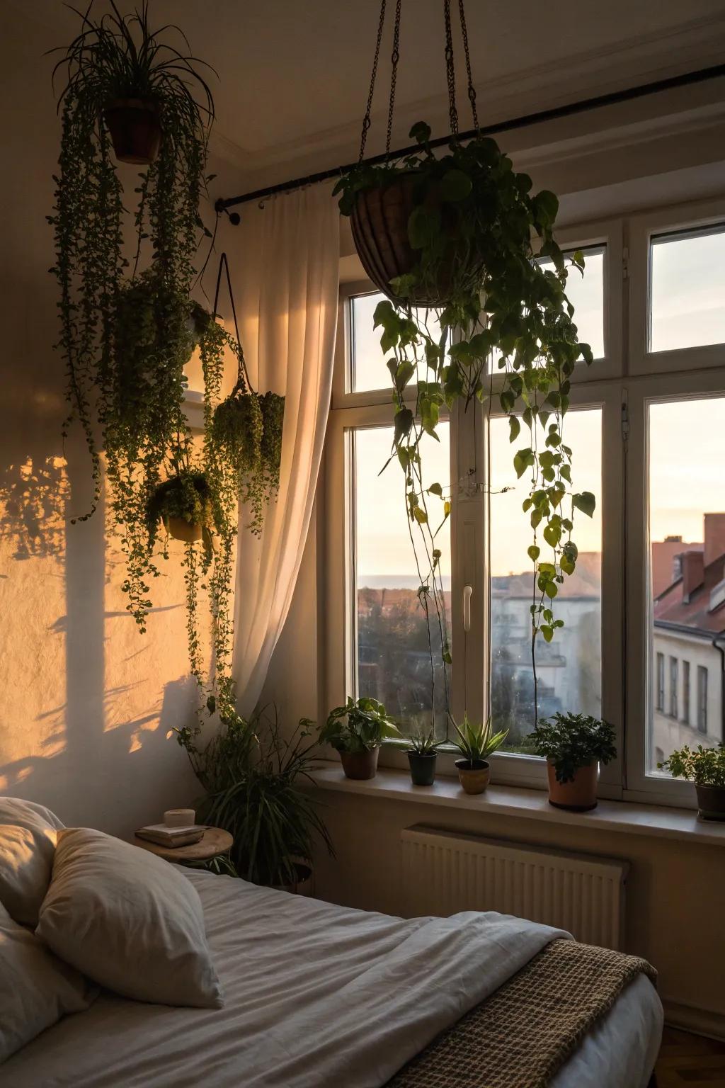 Hanging plants bring life and texture to any room.