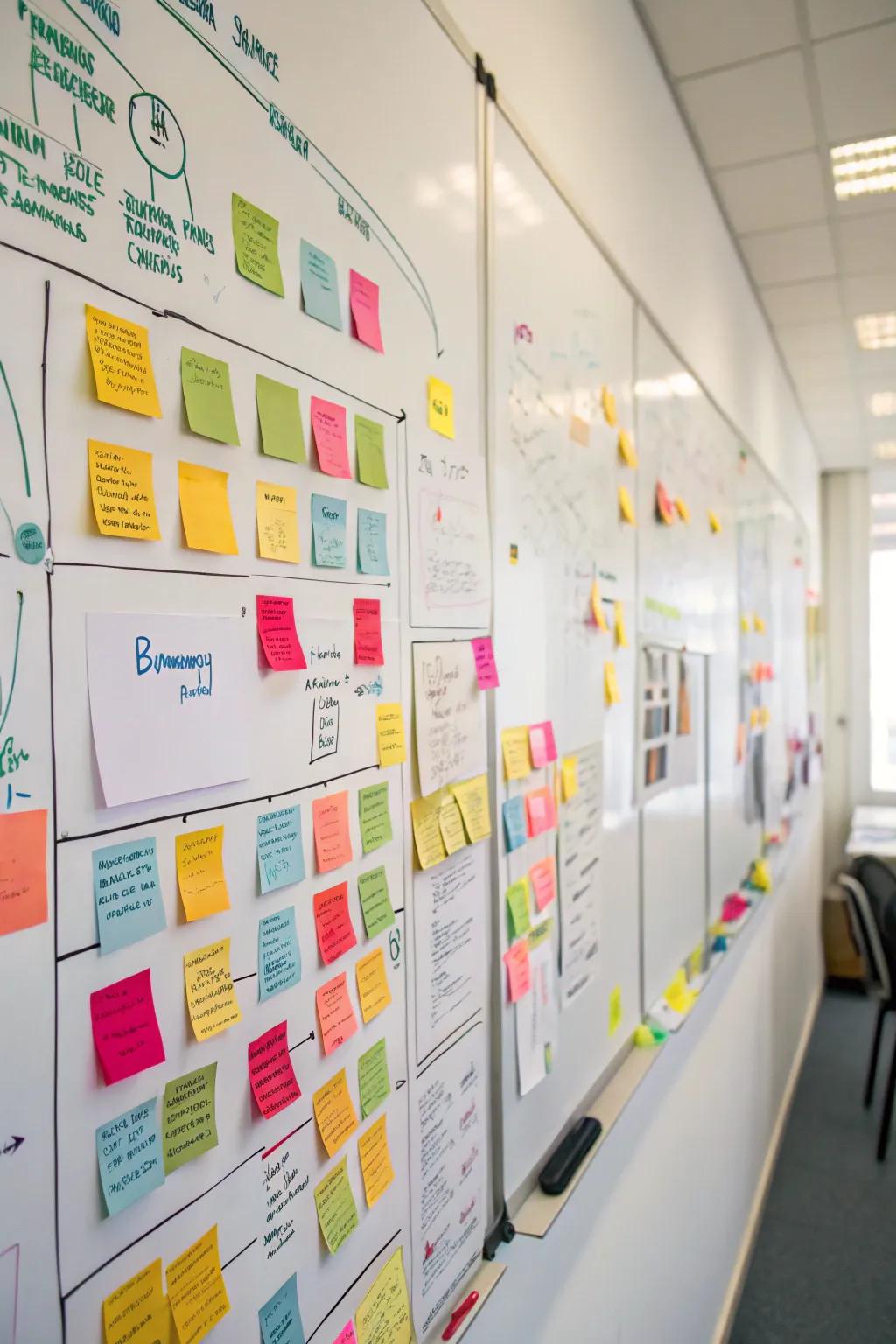 An idea display wall to envision and strategize your ventures.