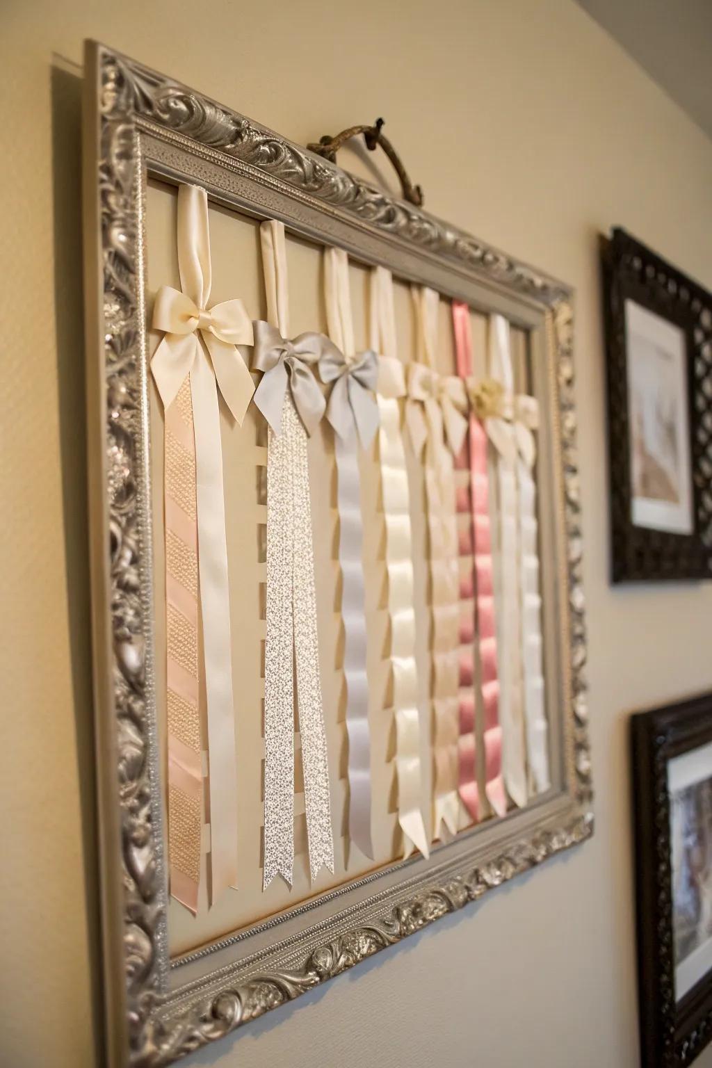 Turn your ribbons into a framed work of art with a memory box.