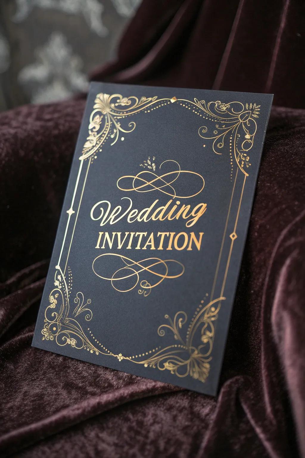 Elegant wedding invitation showcasing graceful calligraphy.