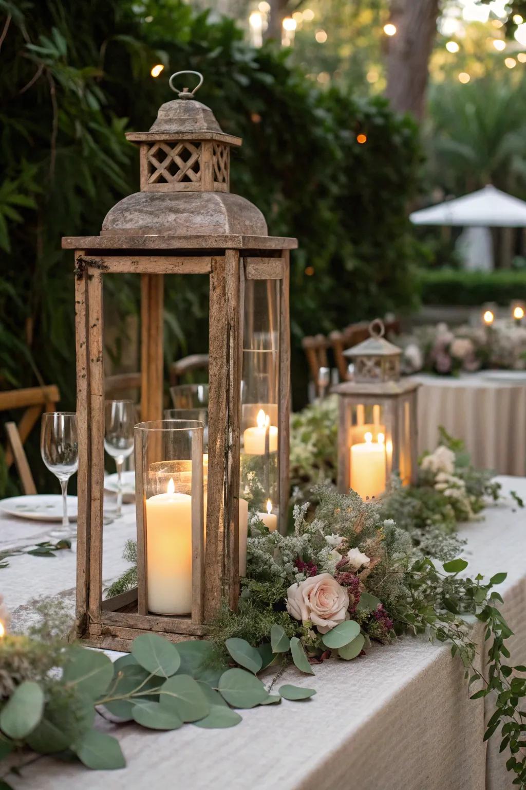 Rustic lanterns adding a playful accent to the celebration.