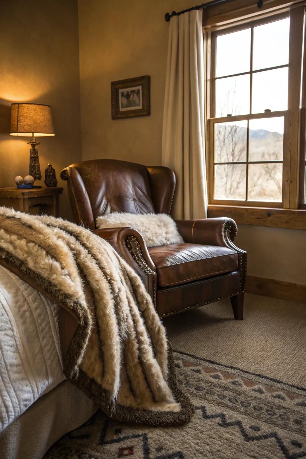 Organic textures conjure a cozy and welcoming western vibe.