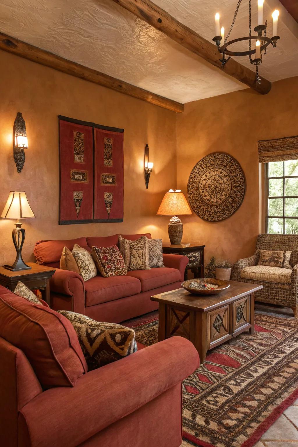 Natural shades bring coziness and warmth to your Western-style living space.