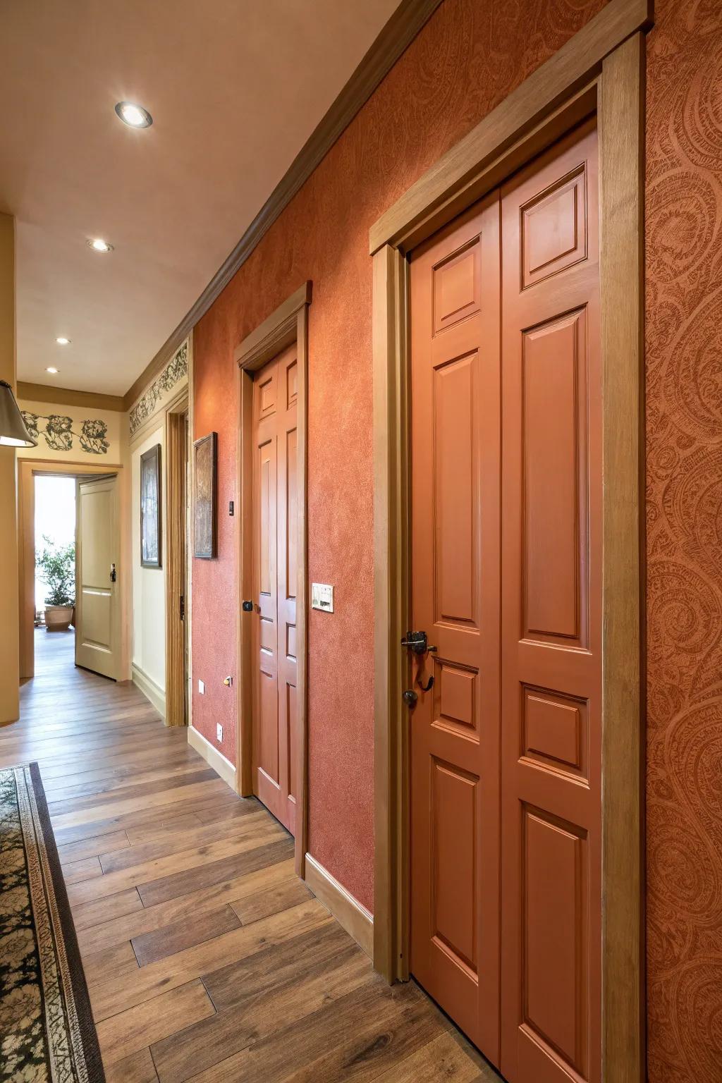 Comforting natural shades on doors foster a welcoming atmosphere.