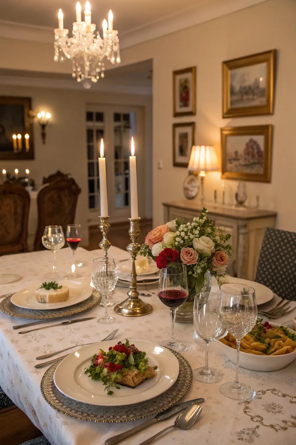 A secluded dinner scene perfect for a milestone anniversary.