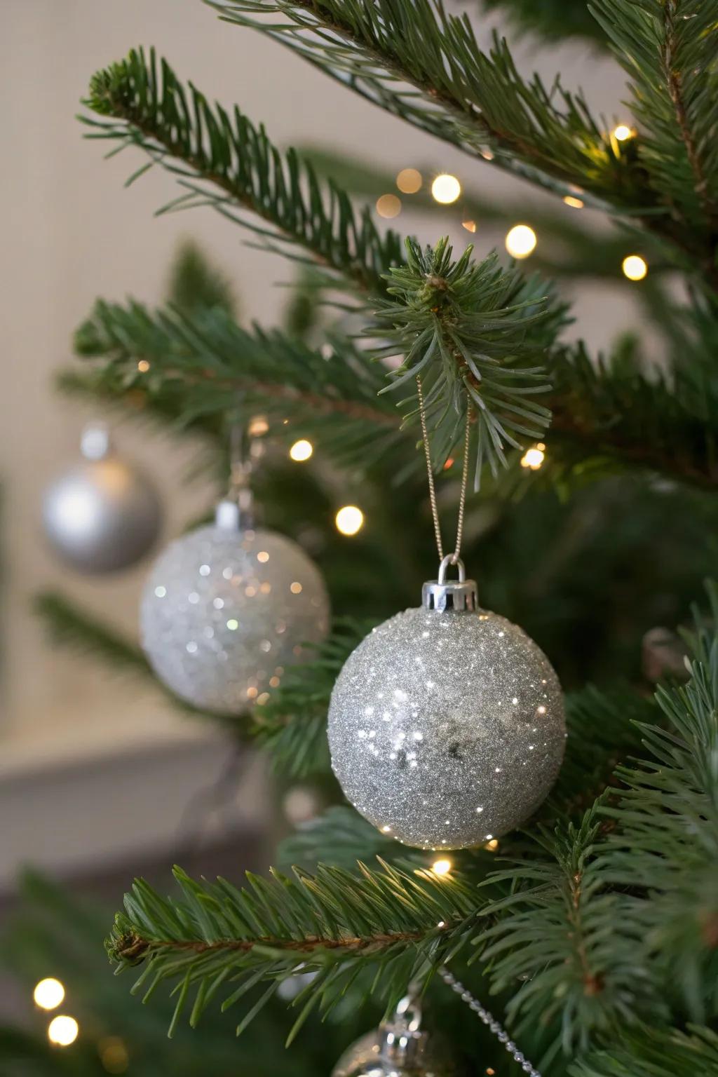 Dazzling silver ornaments introduce a hint of luxury.