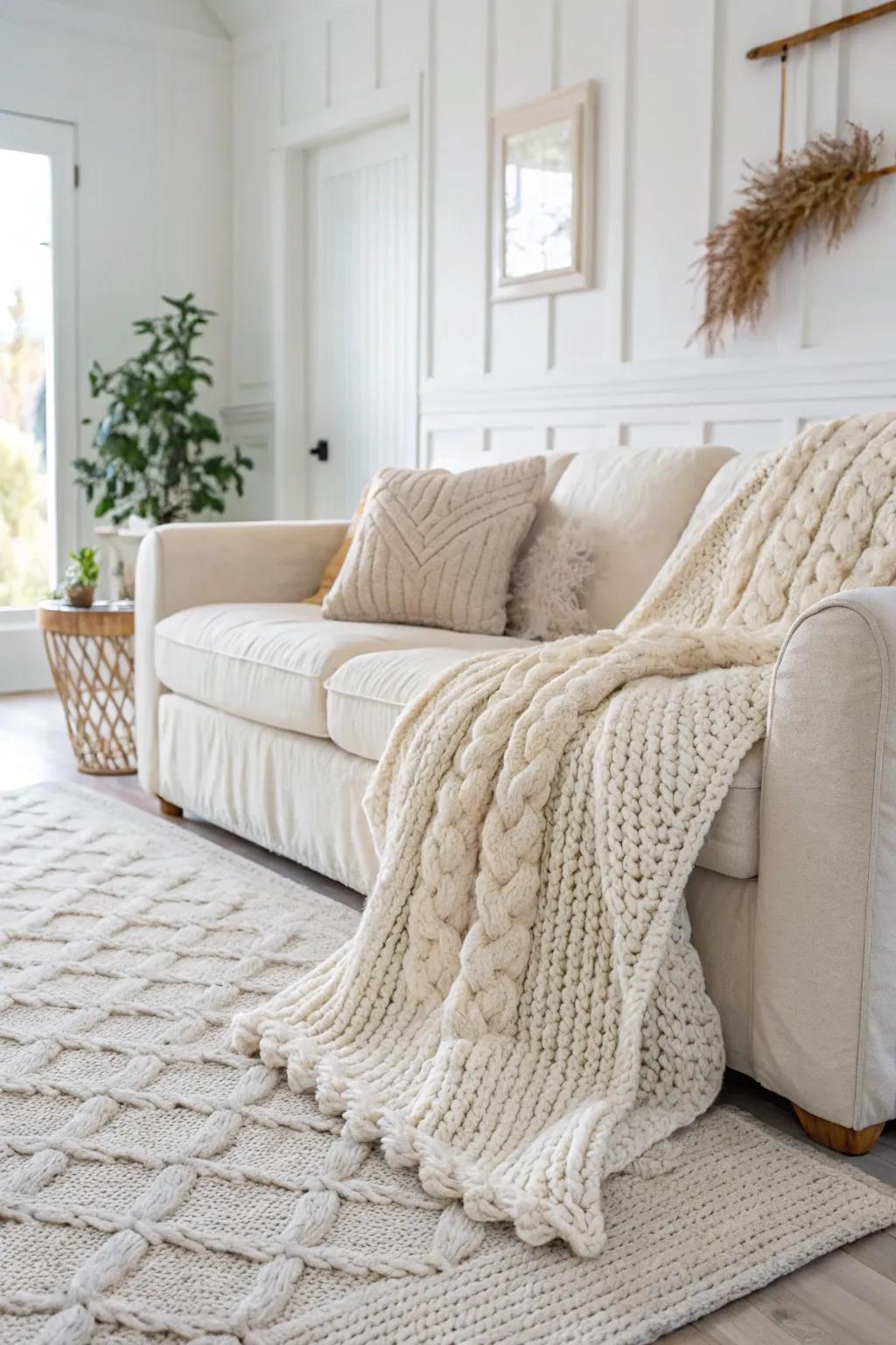 Layered textures enrich the warmth and feel of a bright space.