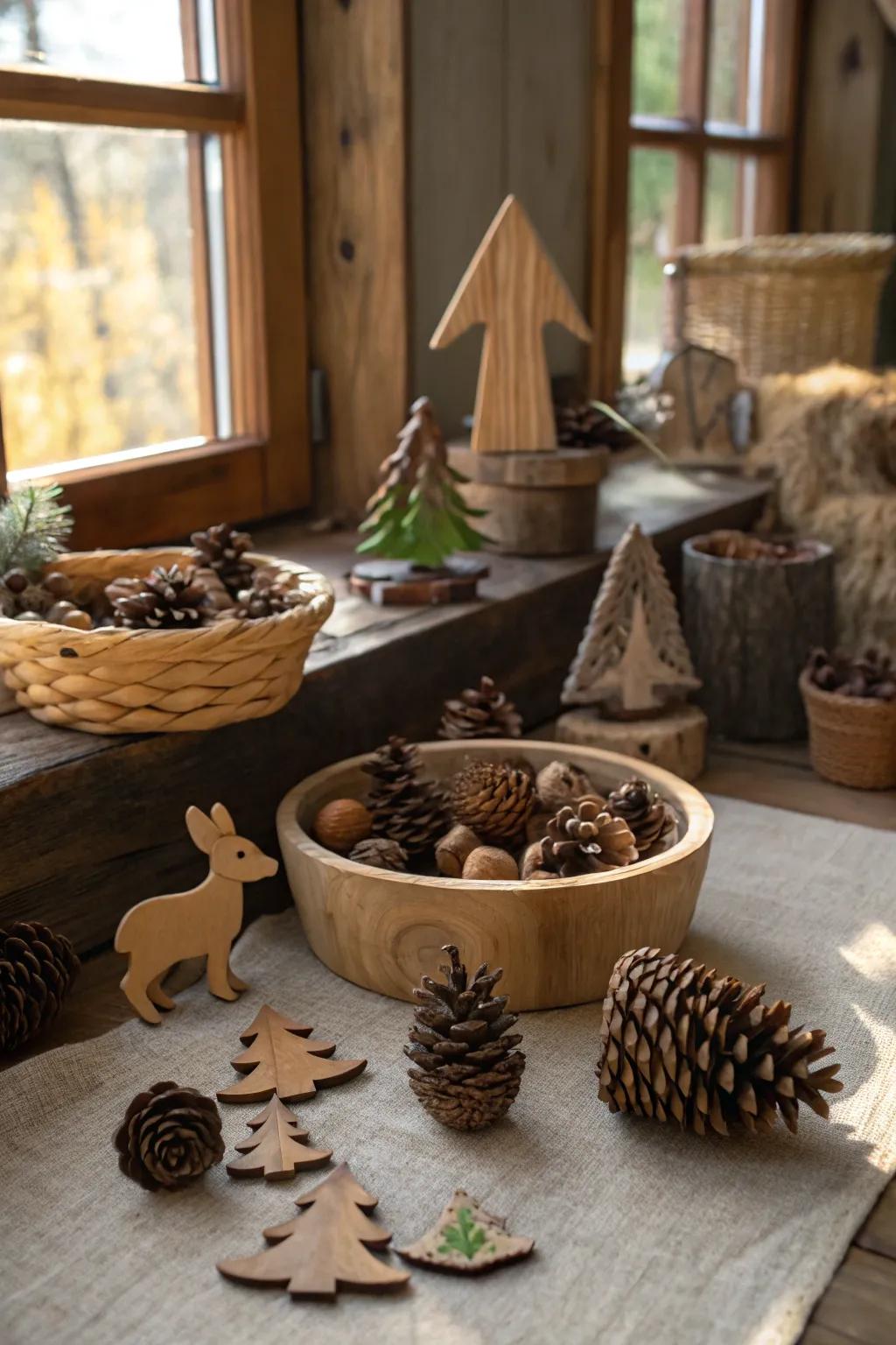 A cozy winter woodland theme with rustic charm.