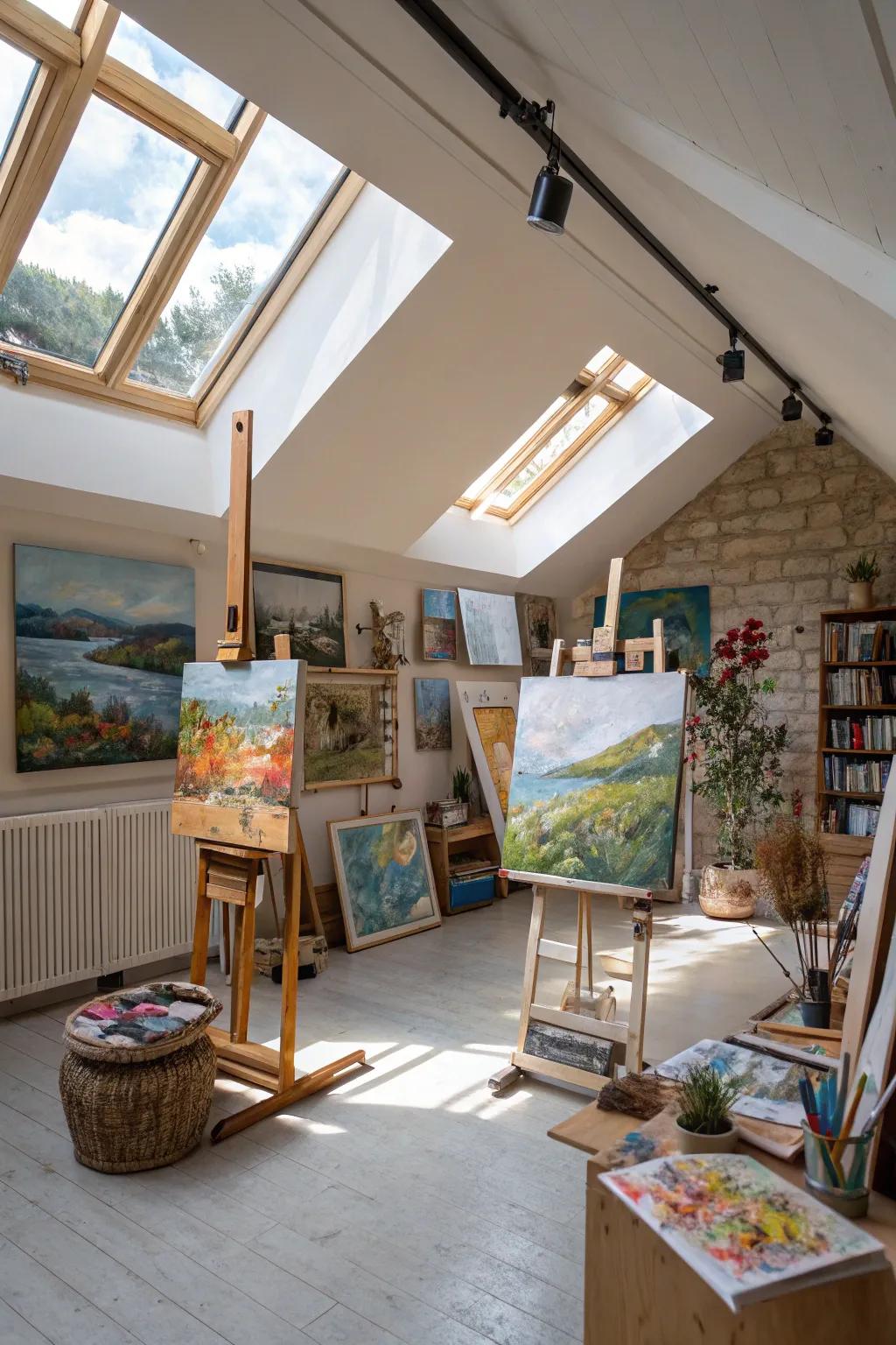 A serene and inspiring art space glowing with natural light.