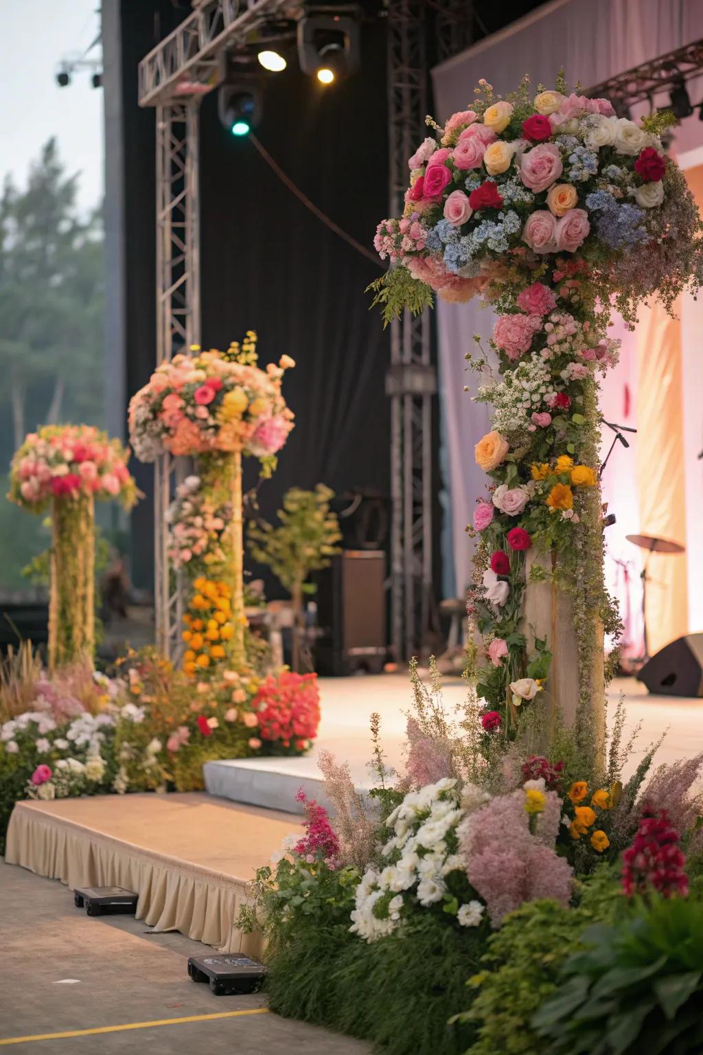 Flowers infuse natural beauty and charm into the stage decor.