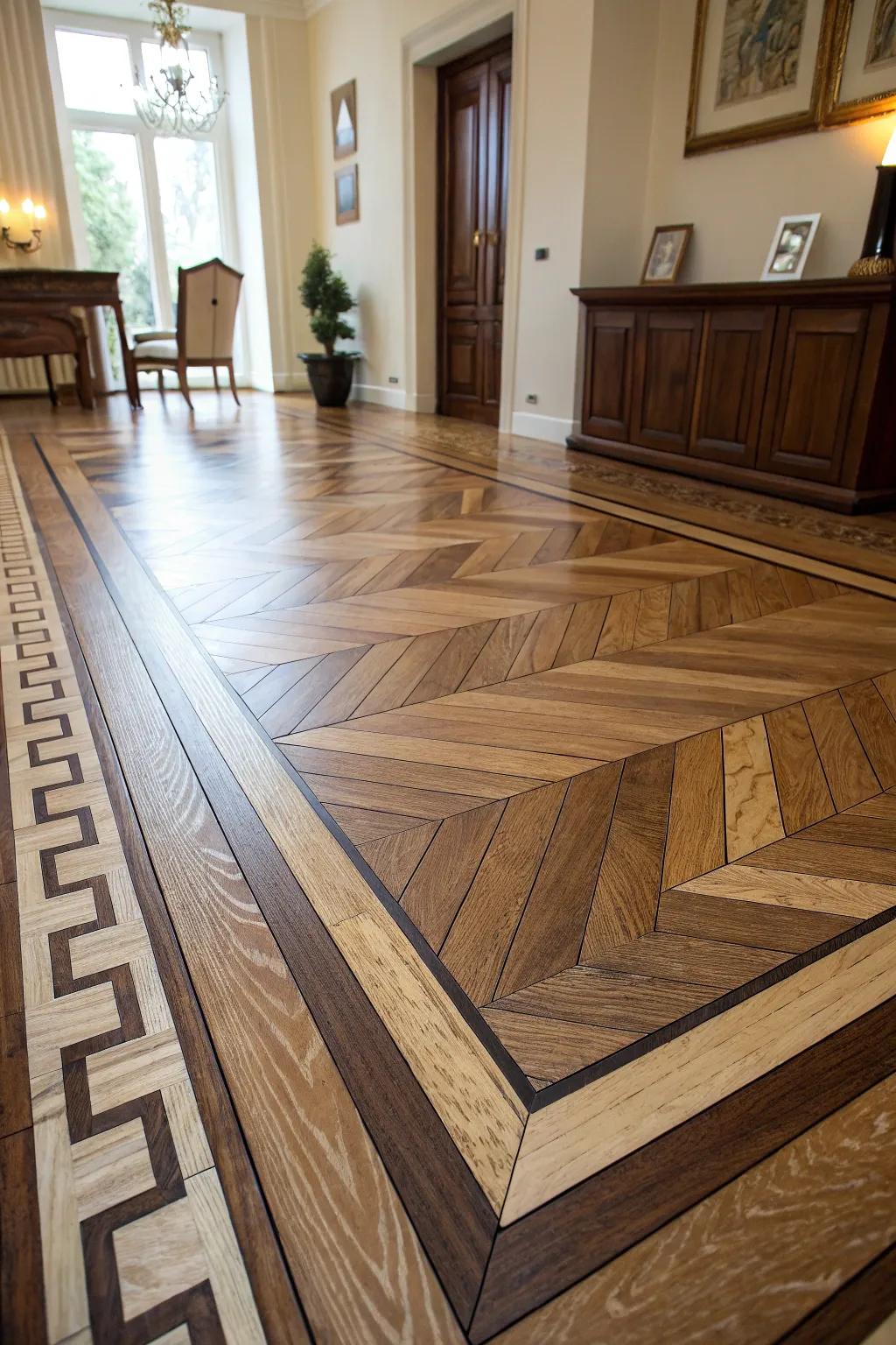 The contrast in wood border colors creates a stunning visual.