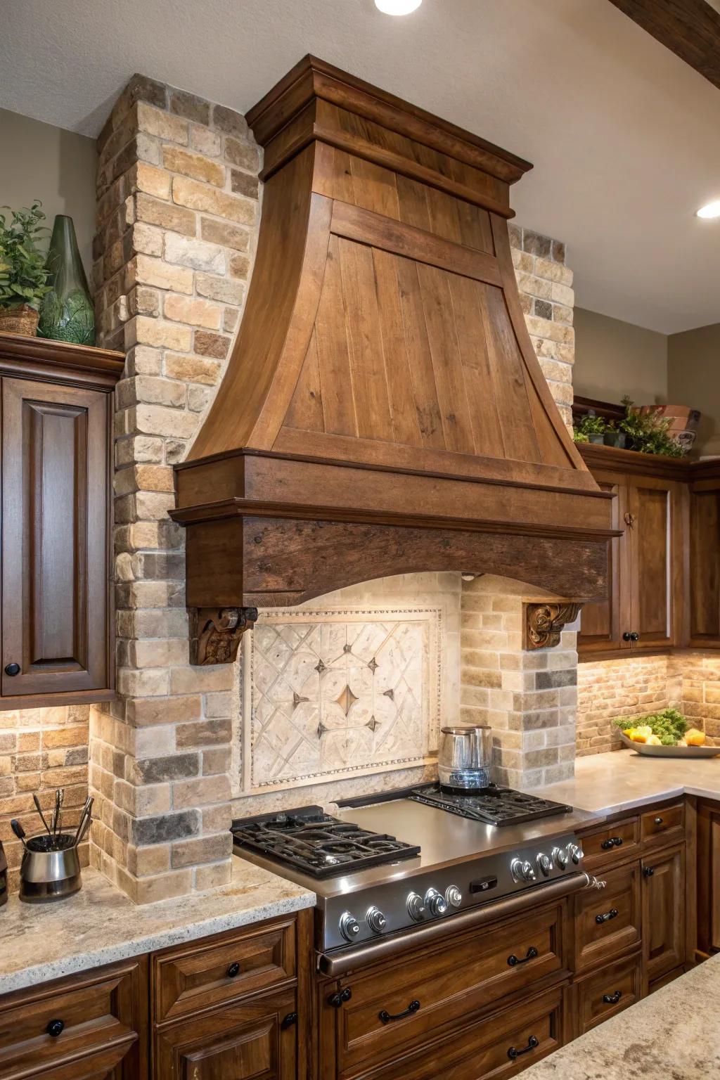 Pair wood with stone or brick for an appealing and balanced design.