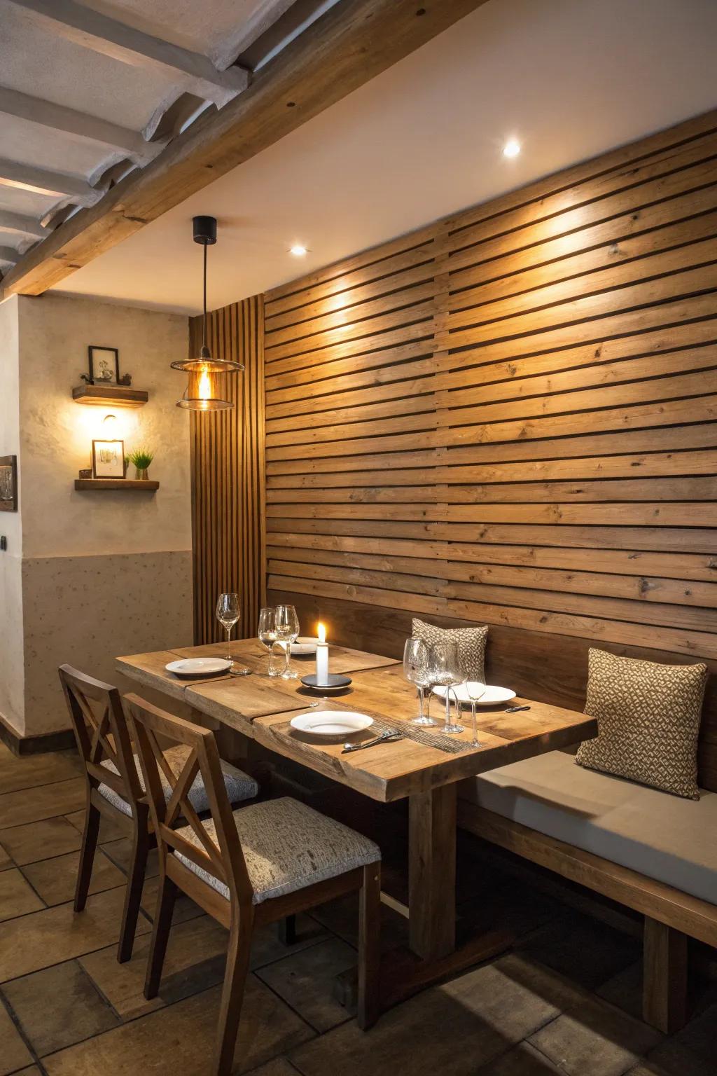 Add a dash of coziness with sideways timber slats.