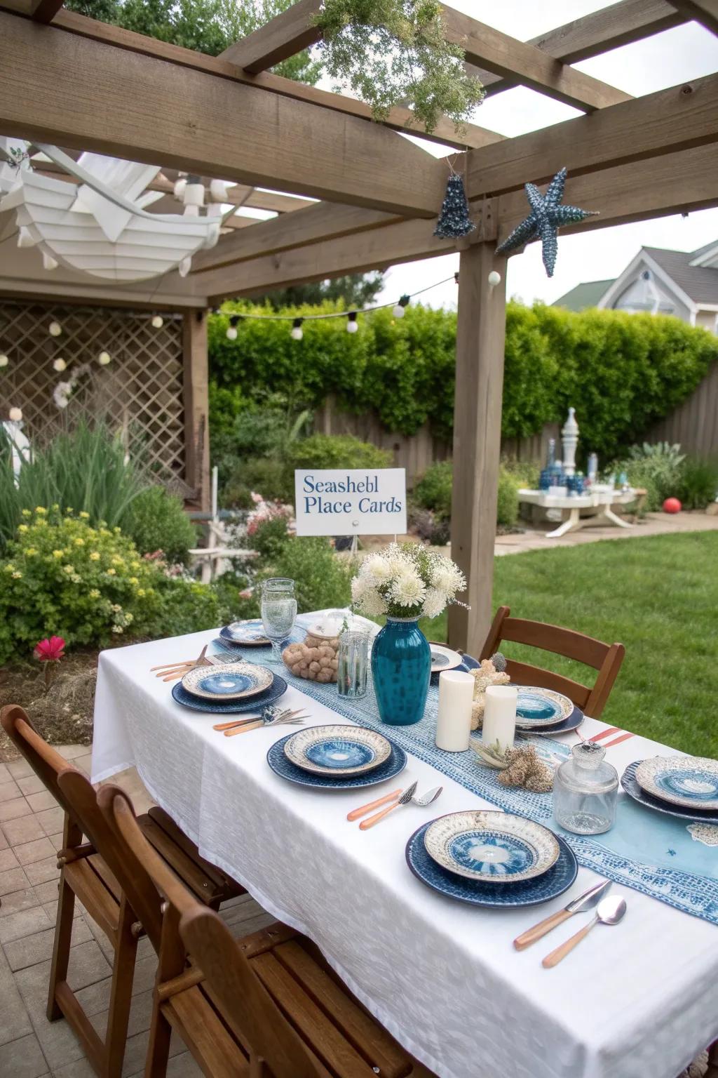 A coastal meal area is great for hosting with a beach vibe.