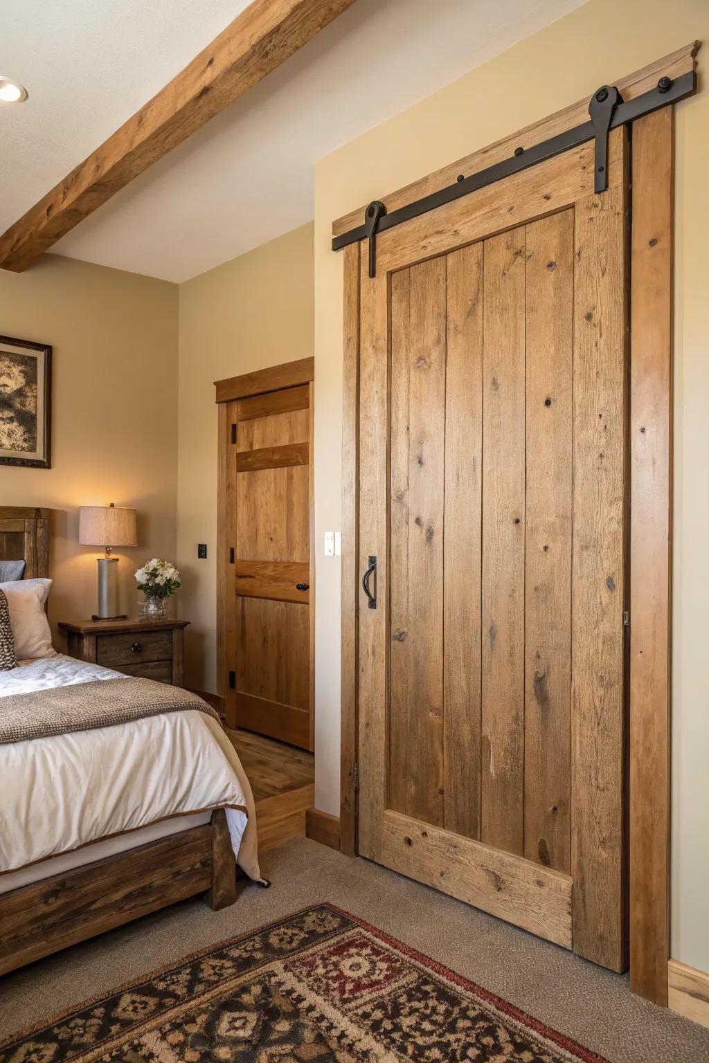 Ecological elements like reclaimed lumber add sustainability and character.