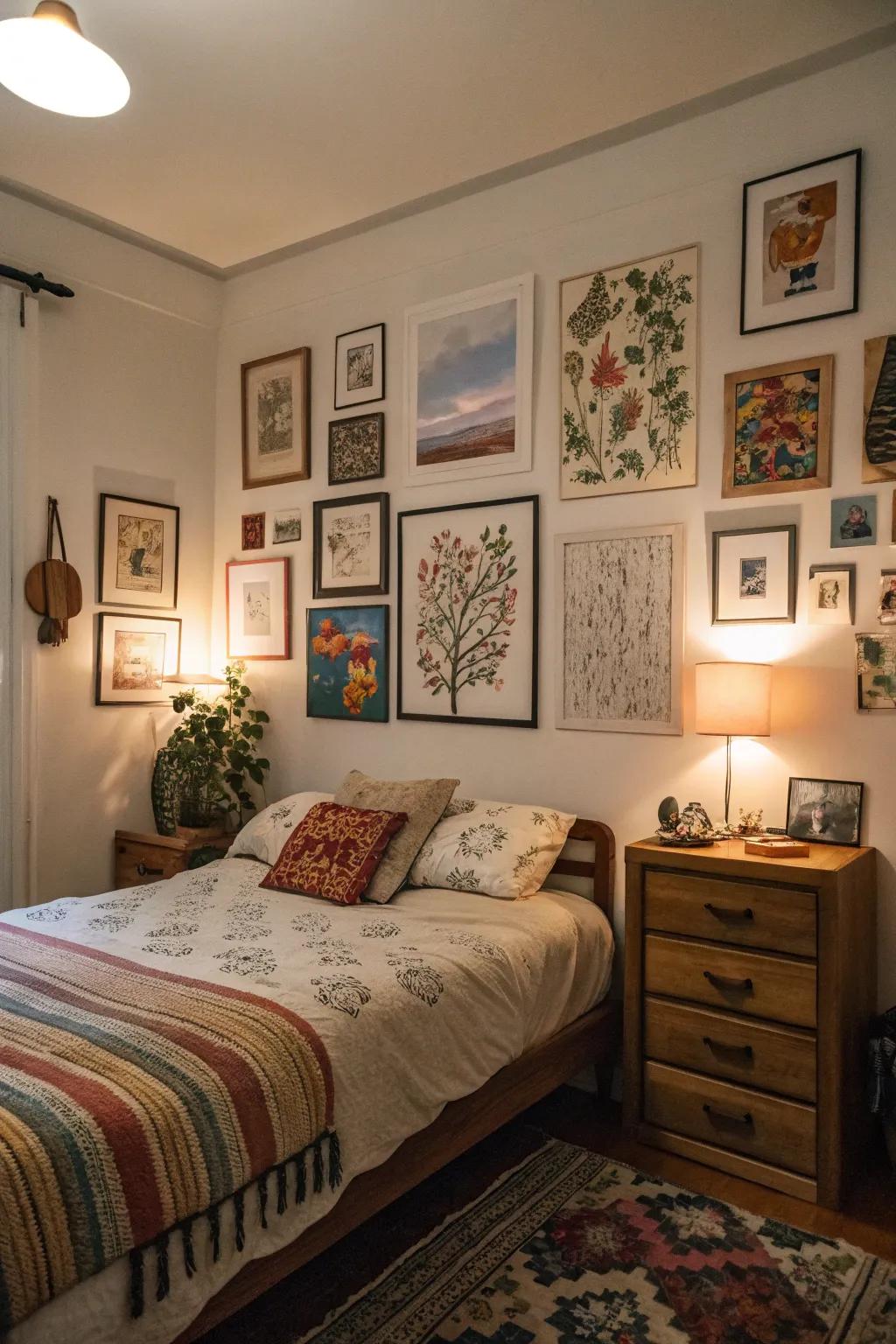 Your own art can make your bedroom truly yours.