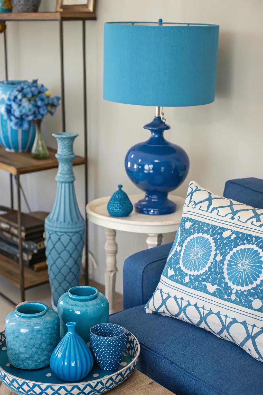 Whimsical azure decor incorporates character and sparks conversation in your space.