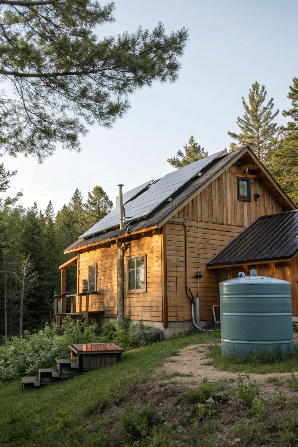 Sustainable cabin design featuring eco-friendly elements