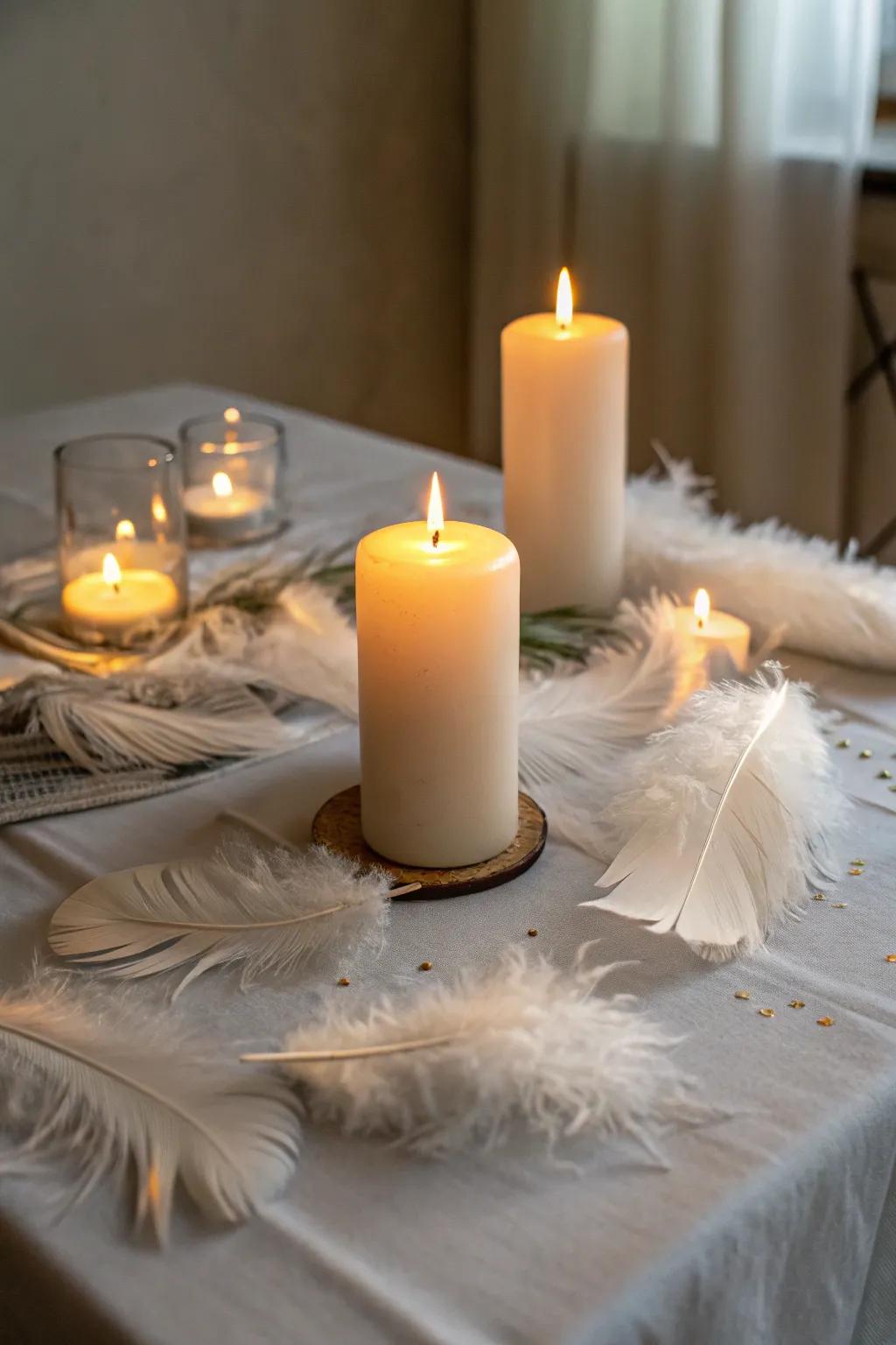 A heavenly display of candles with soft quills.