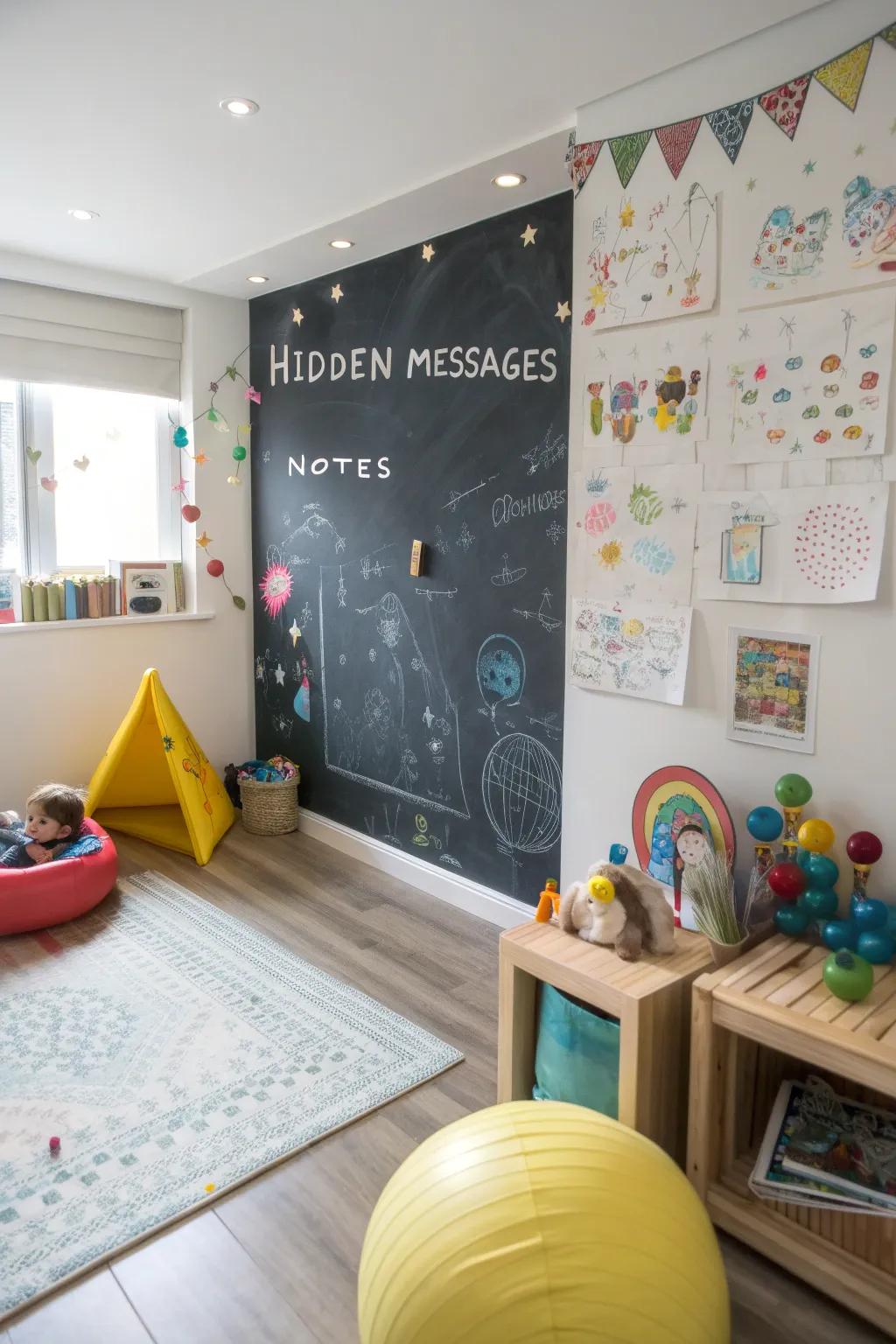 A secret communication corner provides mystery and entertainment.