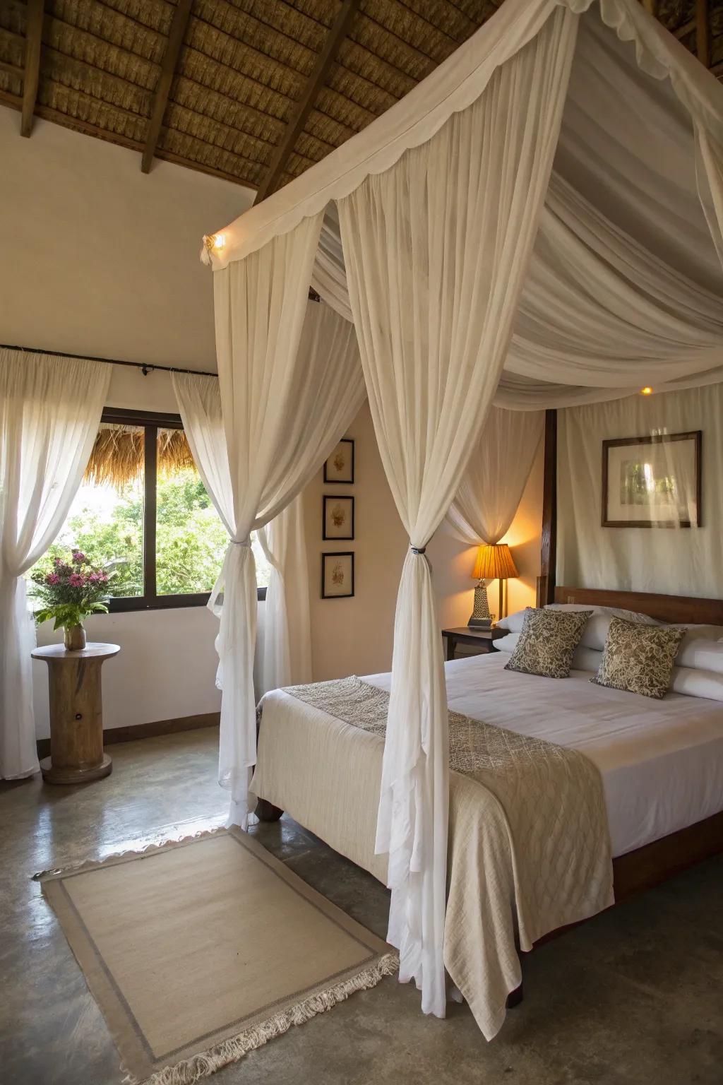 Draped fabrics create a fun and cozy atmosphere in your room.