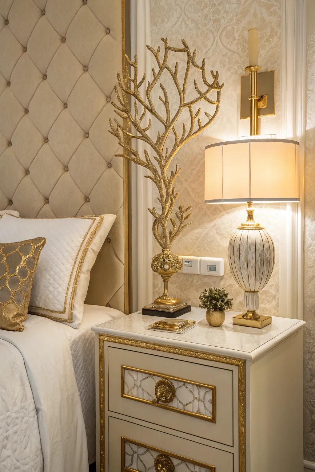 Gilded sculptures include an creative and individualized touch towards the interior.