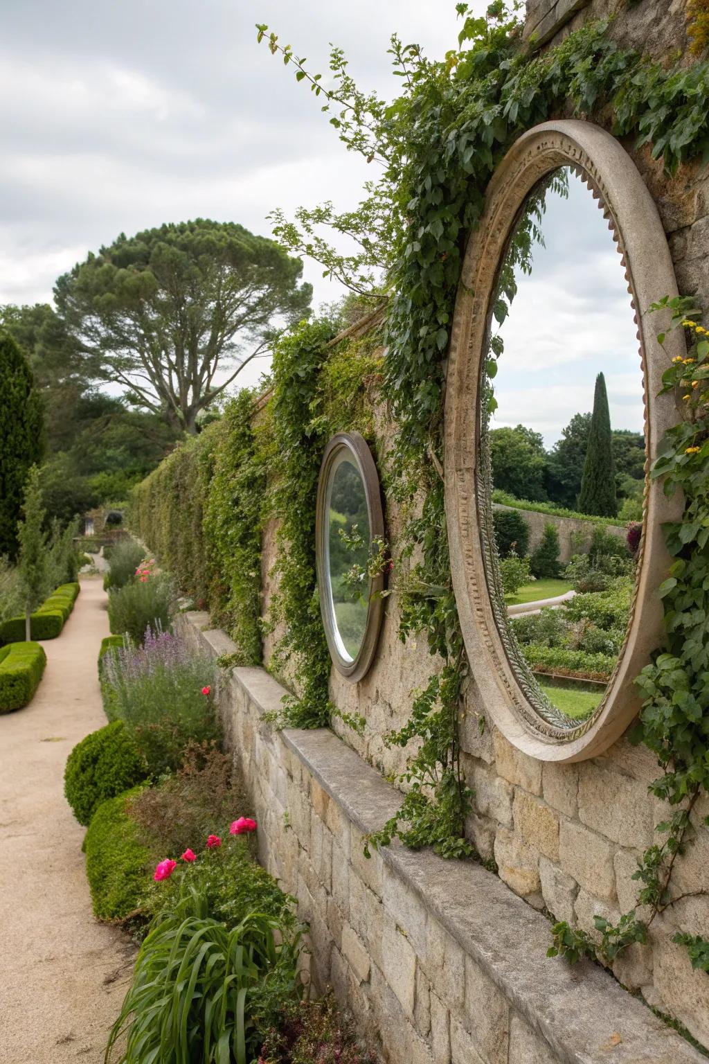 Mirrors enhance light and space, adding depth to your garden.