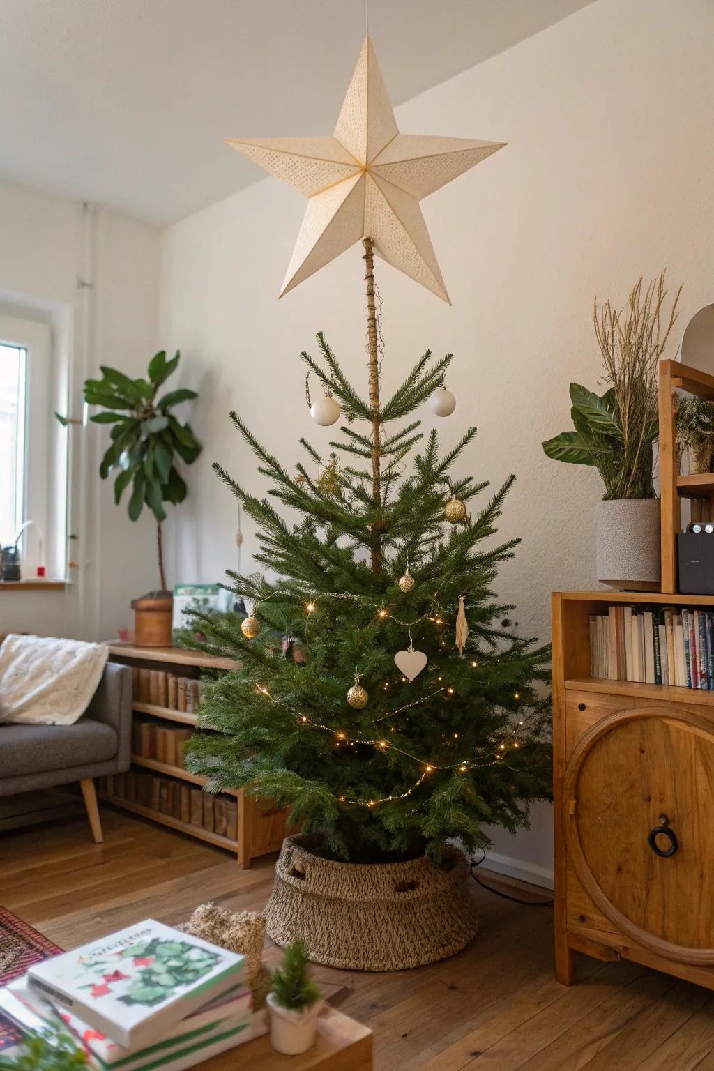 Sustainable style with a ledger star topper.