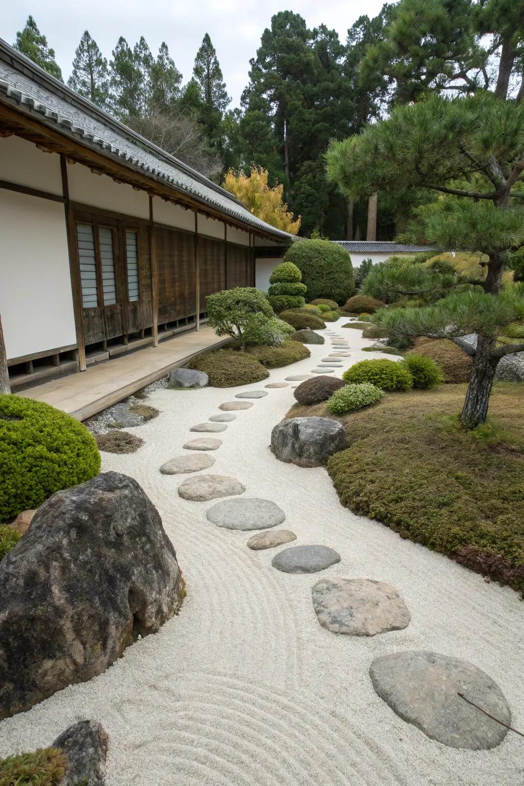 A serene Zen garden route featuring tranquil design.