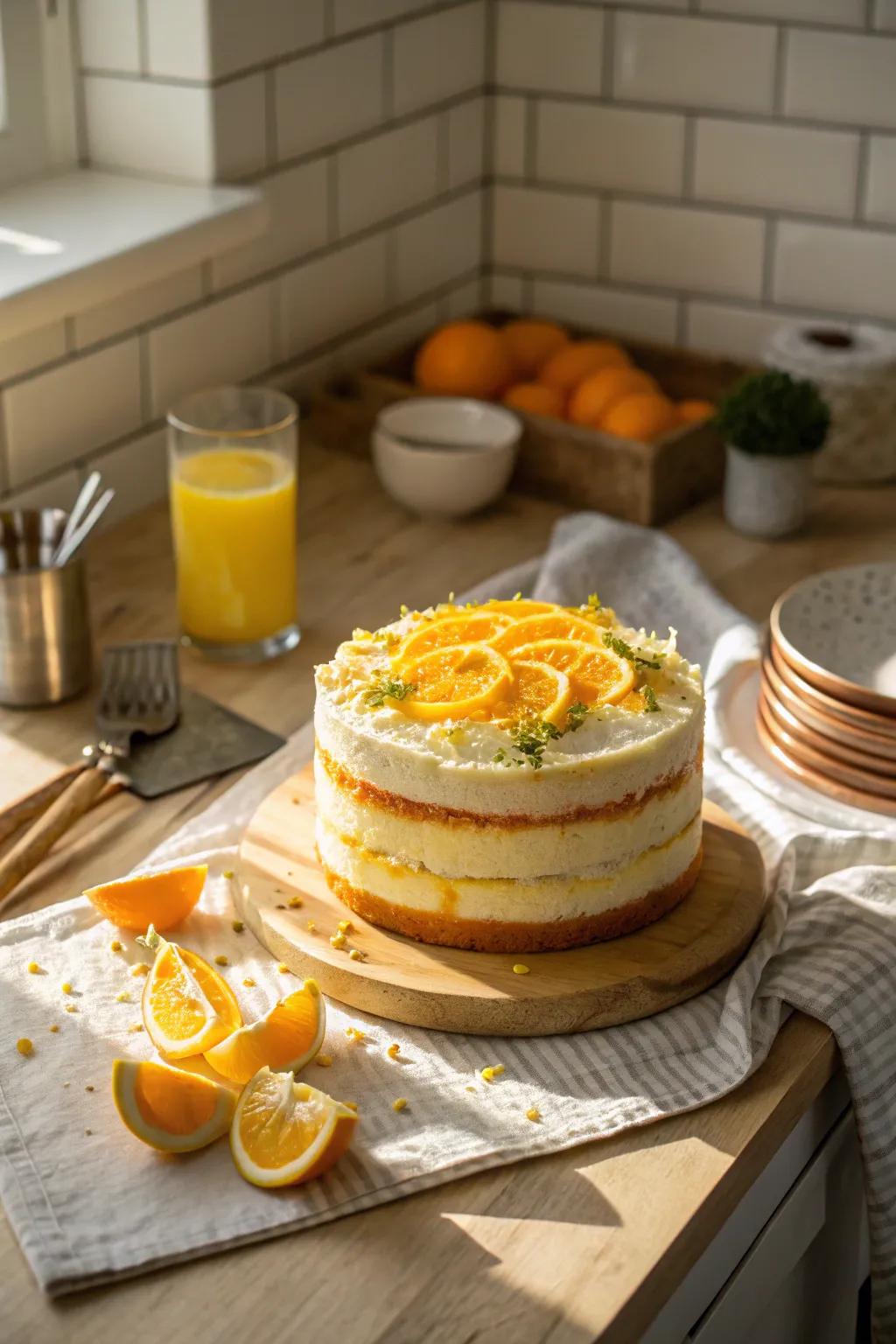 Citrus zest layers add a tangy twist to this cake.