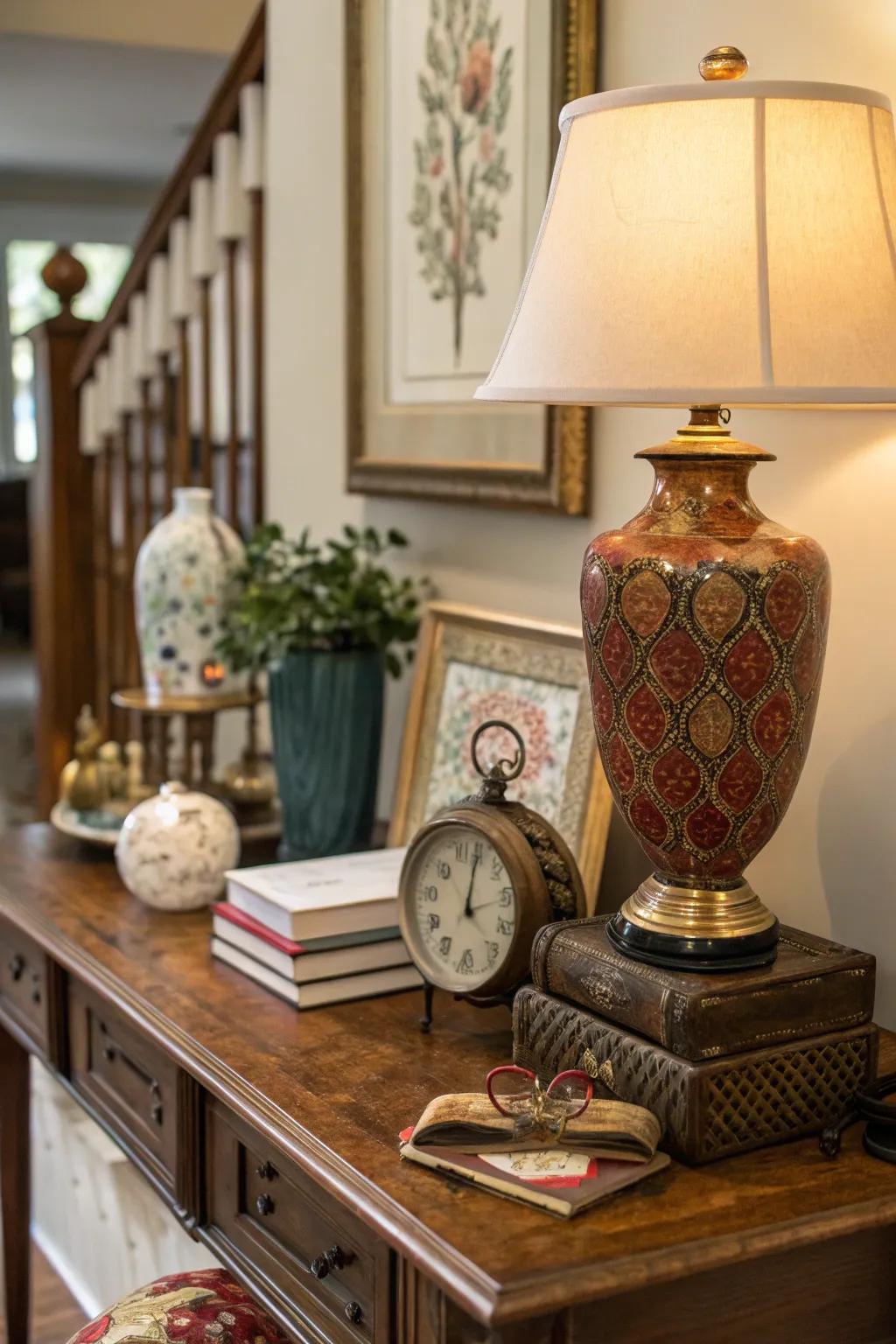 Eclectic curios add whimsy and intrigue to your entryway.