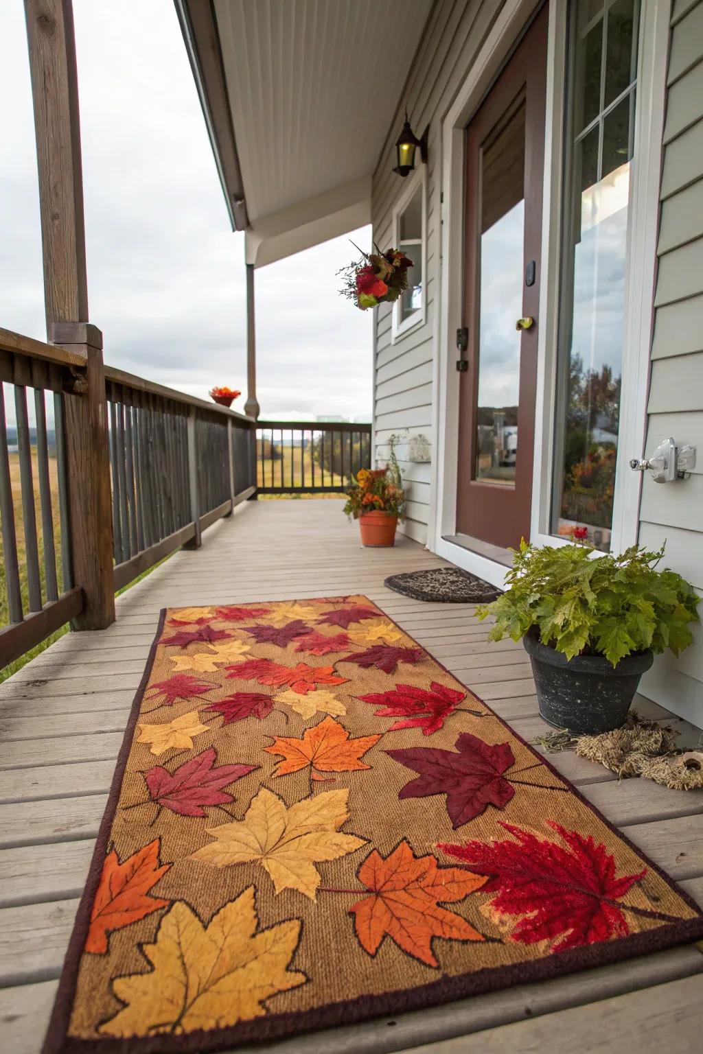 A seasonal entry mat featuring a welcoming motif warmly greets your visitors.