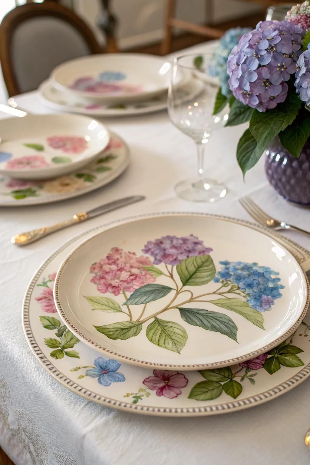 Chic hydrangeas contribute a sophisticated and graceful touch to your dishes.