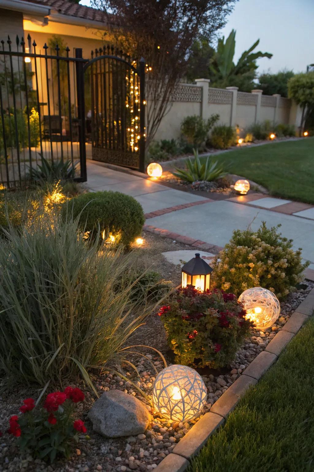 Illumination enhances your garden's beauty at night.