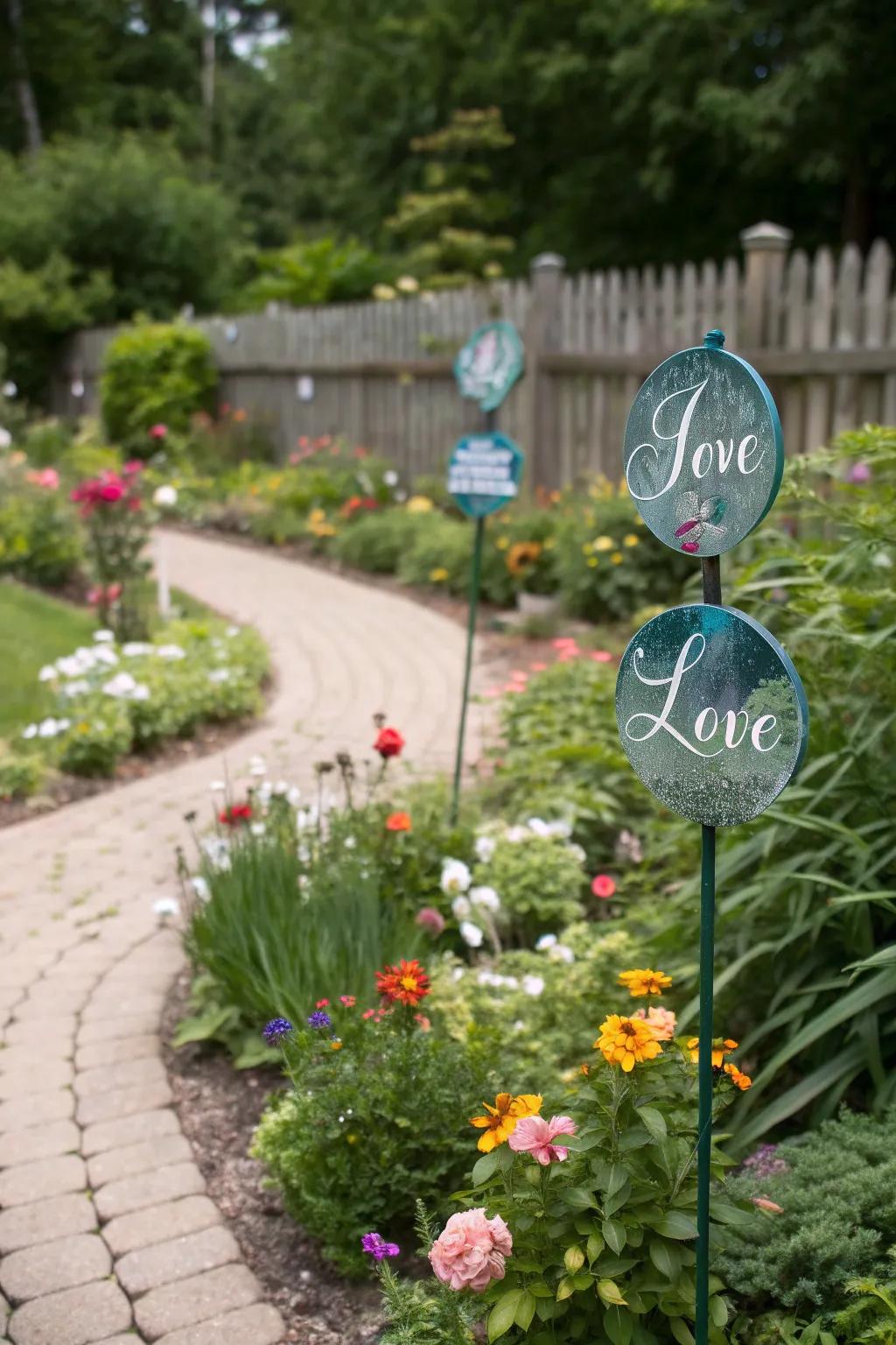 Personalized note accents making meaningful garden additions.