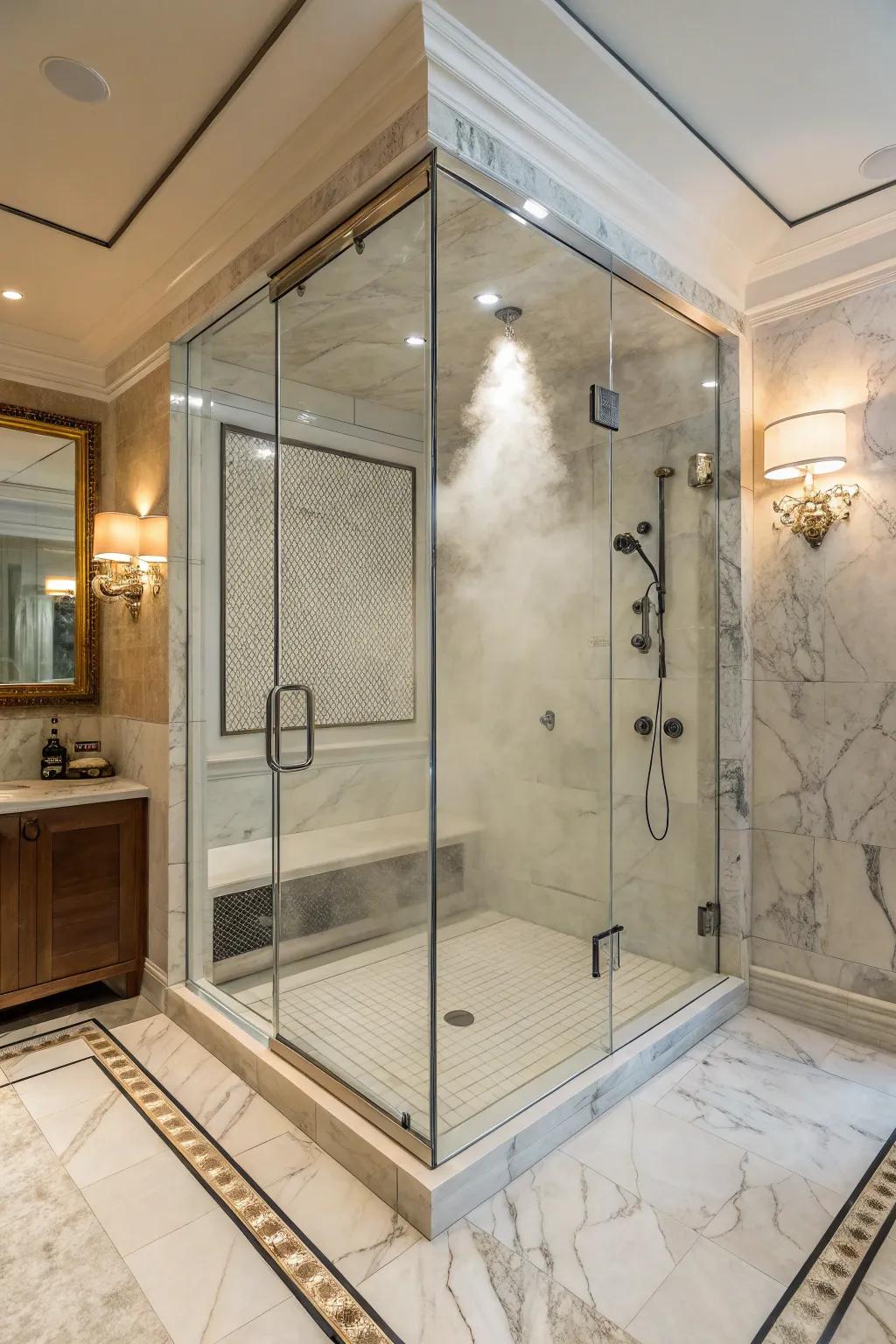 Upgrade to a steam room for the best relaxation.