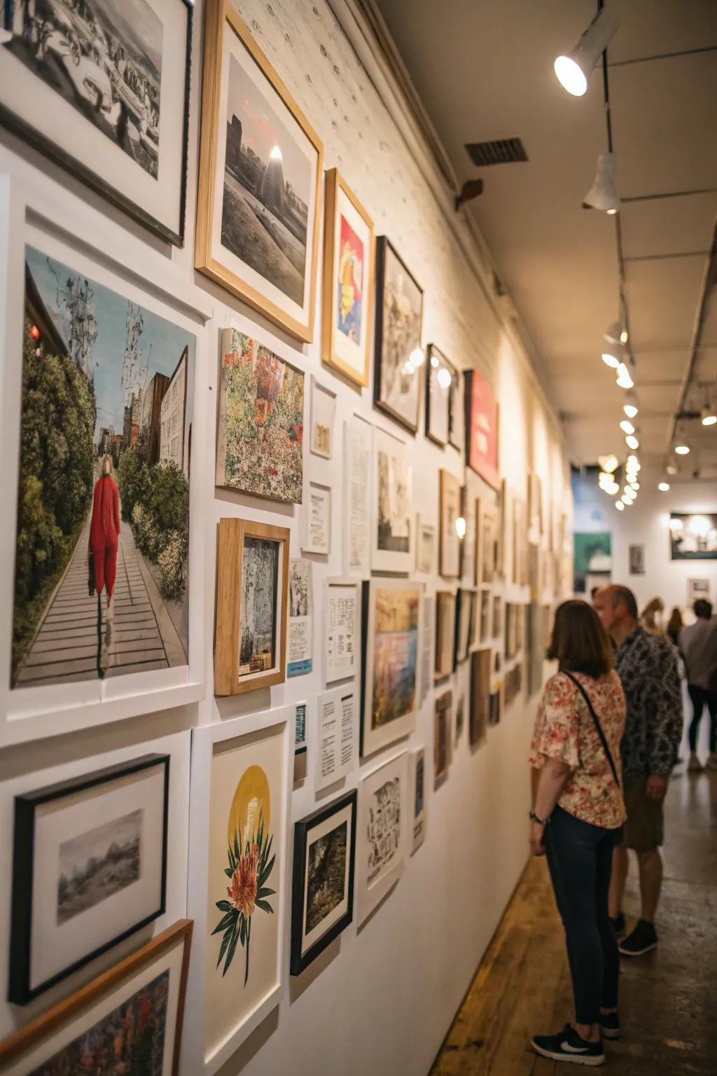 A curated gallery wall adding personality to the space.