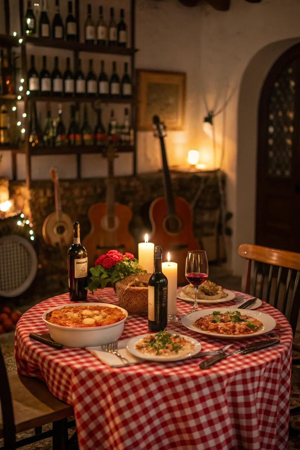 Soft Italian music elevates the dining experience.