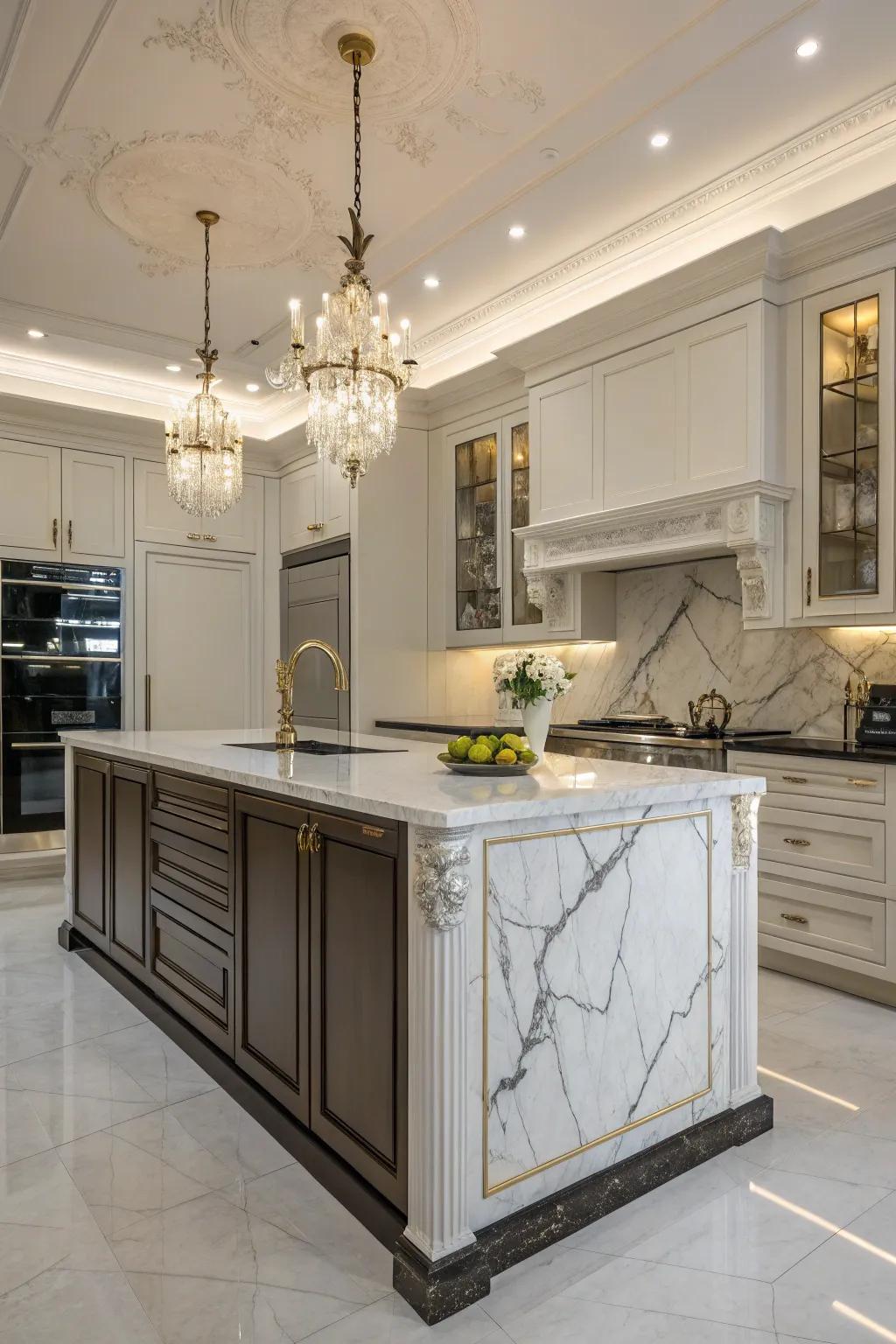 Luxurious island with stone highlights for a hint of elegance.