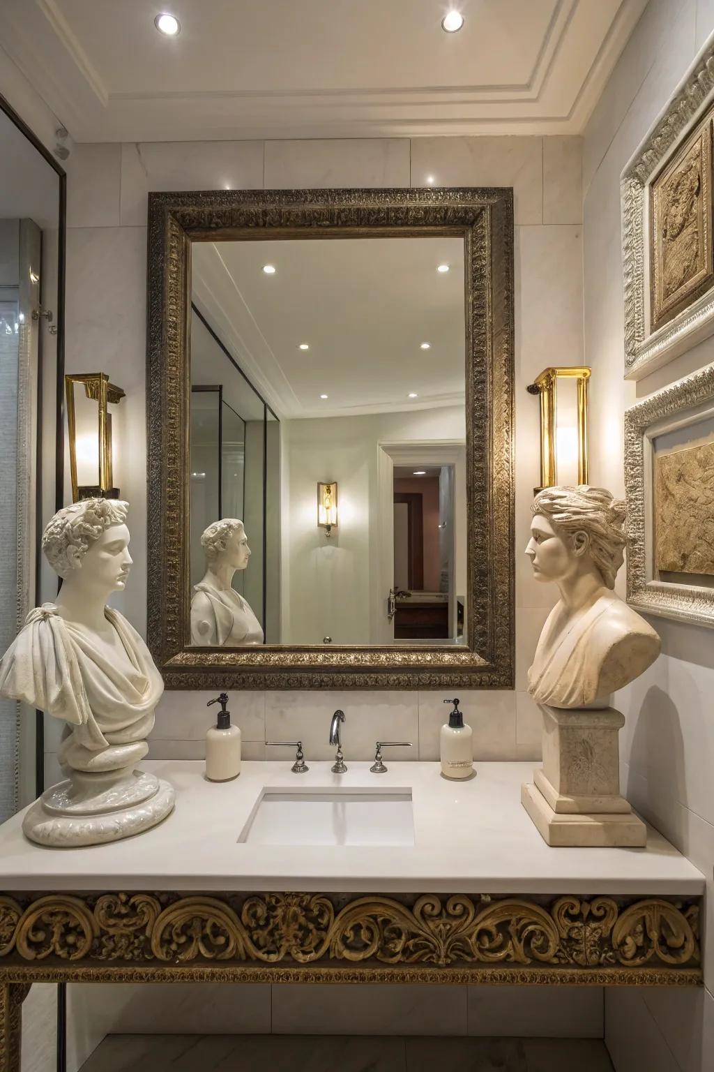 Creative components elevate mirrors to art gallery-worthy distinction.