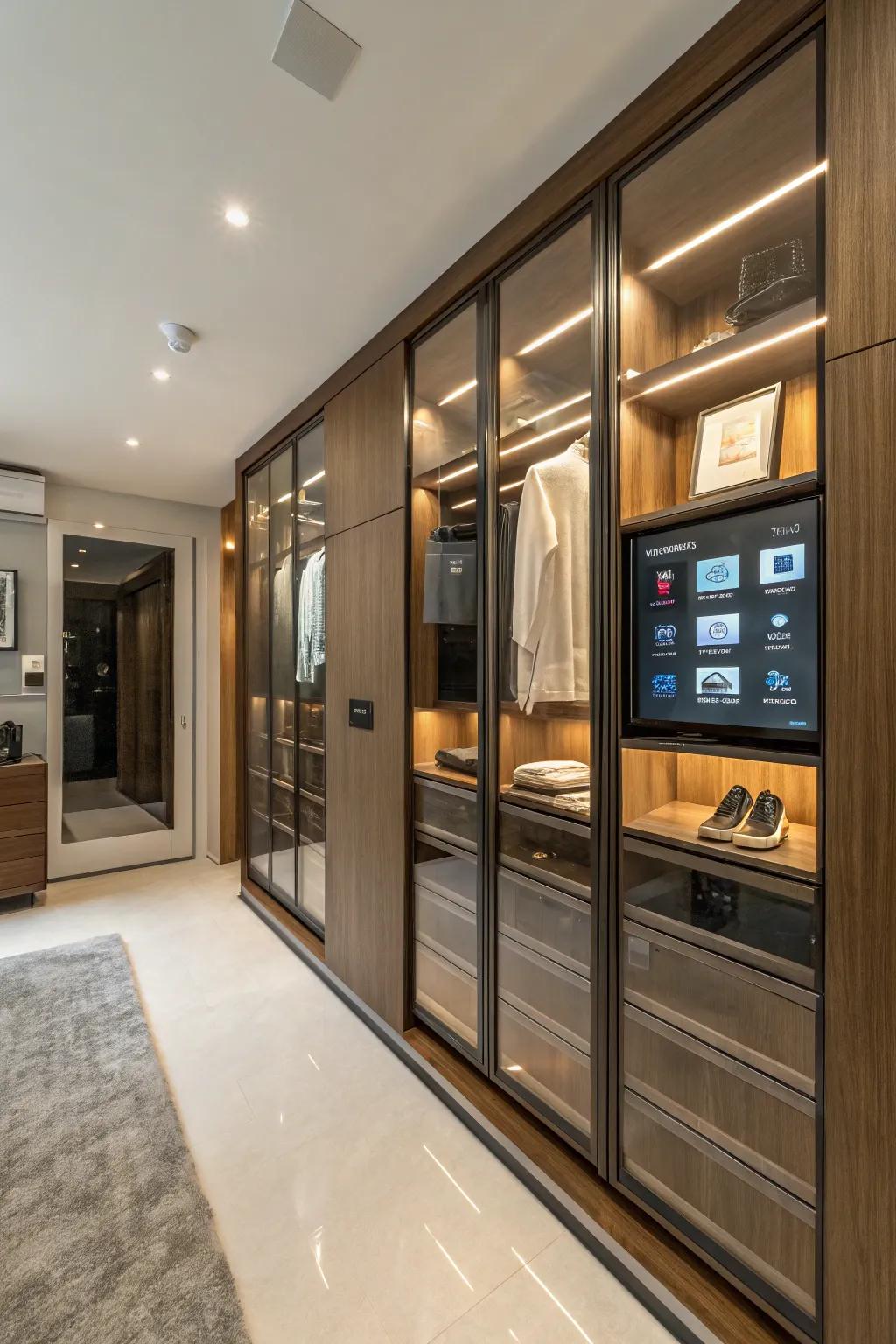 Smart home features for a modern closet.