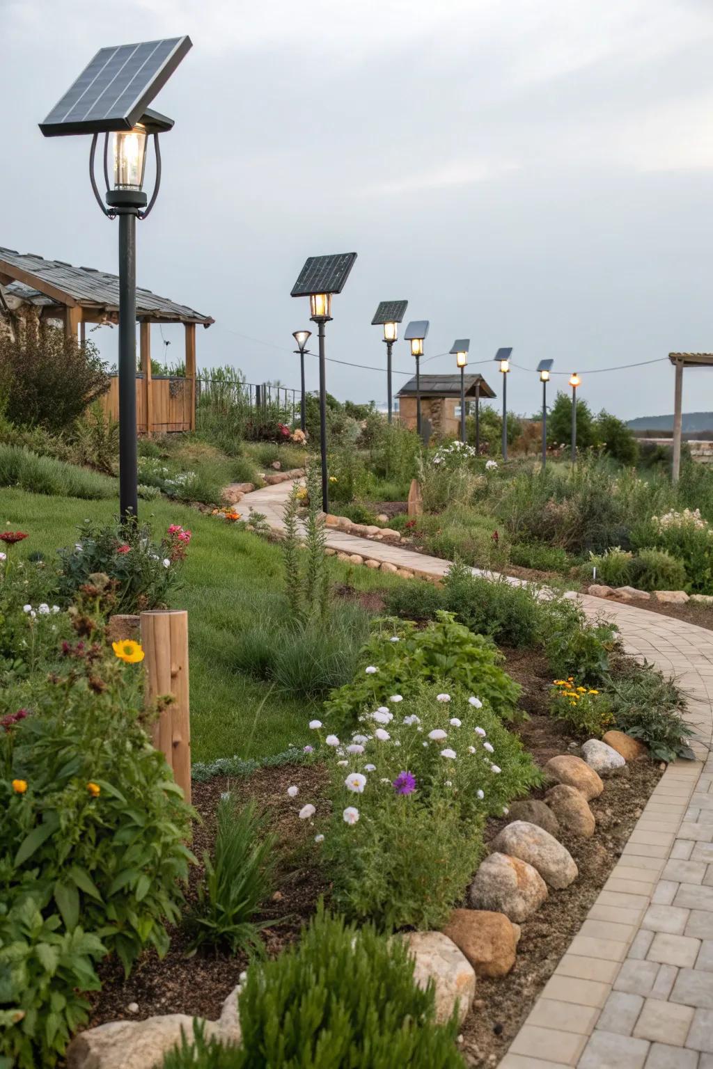 Eco-conscious attributes elevate the charm and sustainability of gardens.