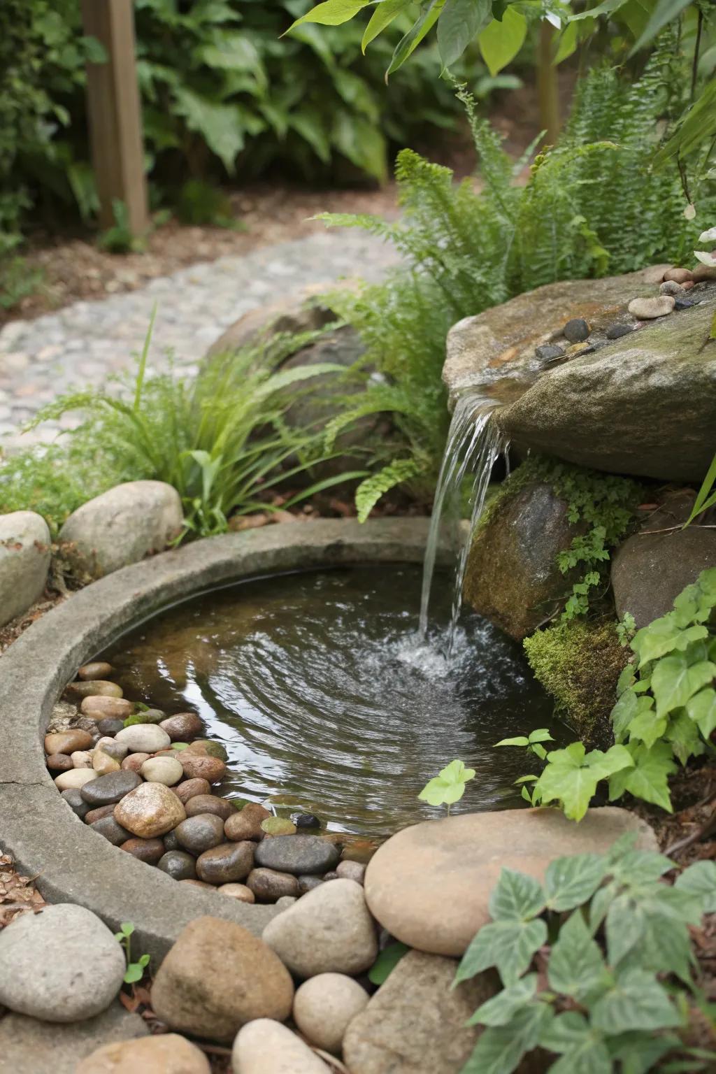 A quiet and easy-to-manage water feature in the garden.