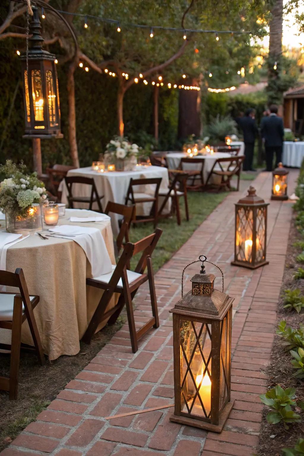 Lamps provide rustic charm and a warm glow to party spaces.